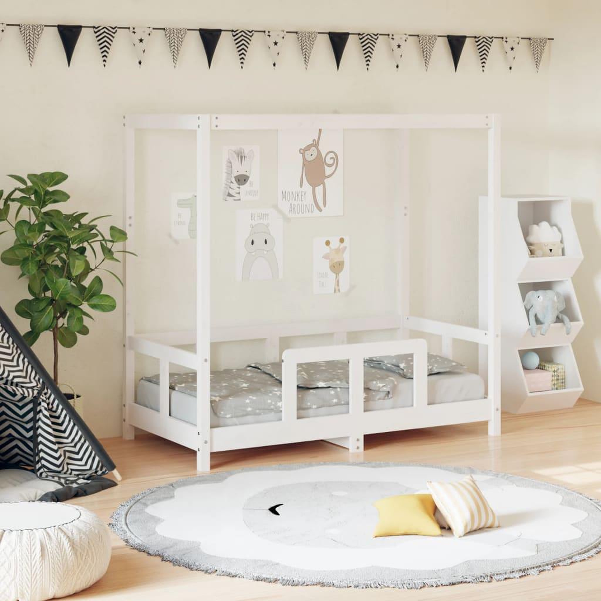 VIDAXL Cadre de lit pour enfant blanc 70x140 cm bois de pin massif