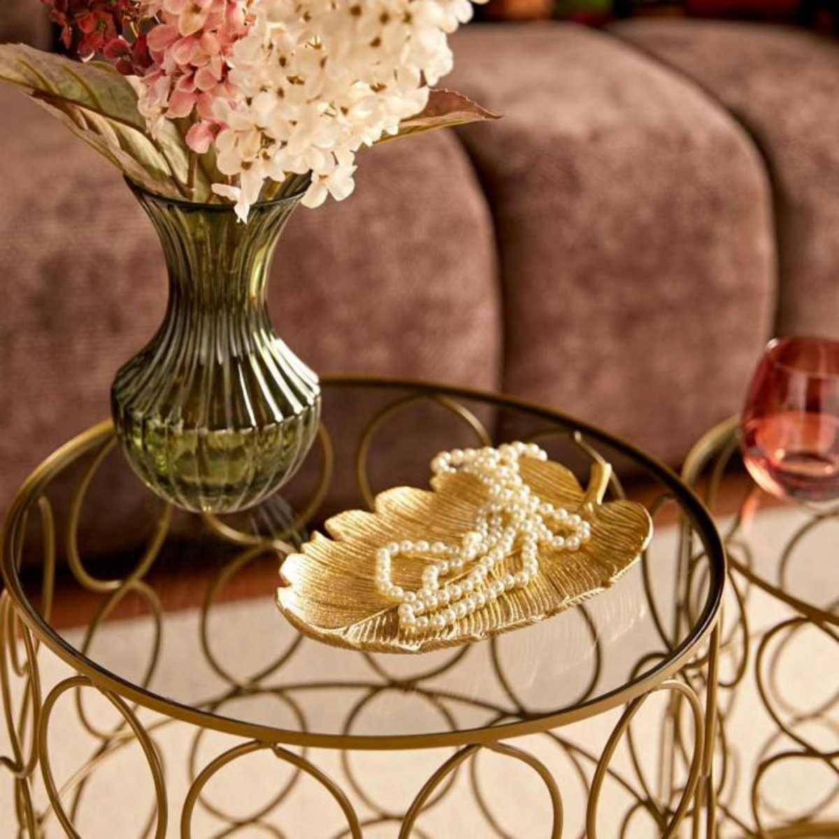 ATMOSPHERA Vide-Poche Feuille en Résine  Belli  25cm Doré