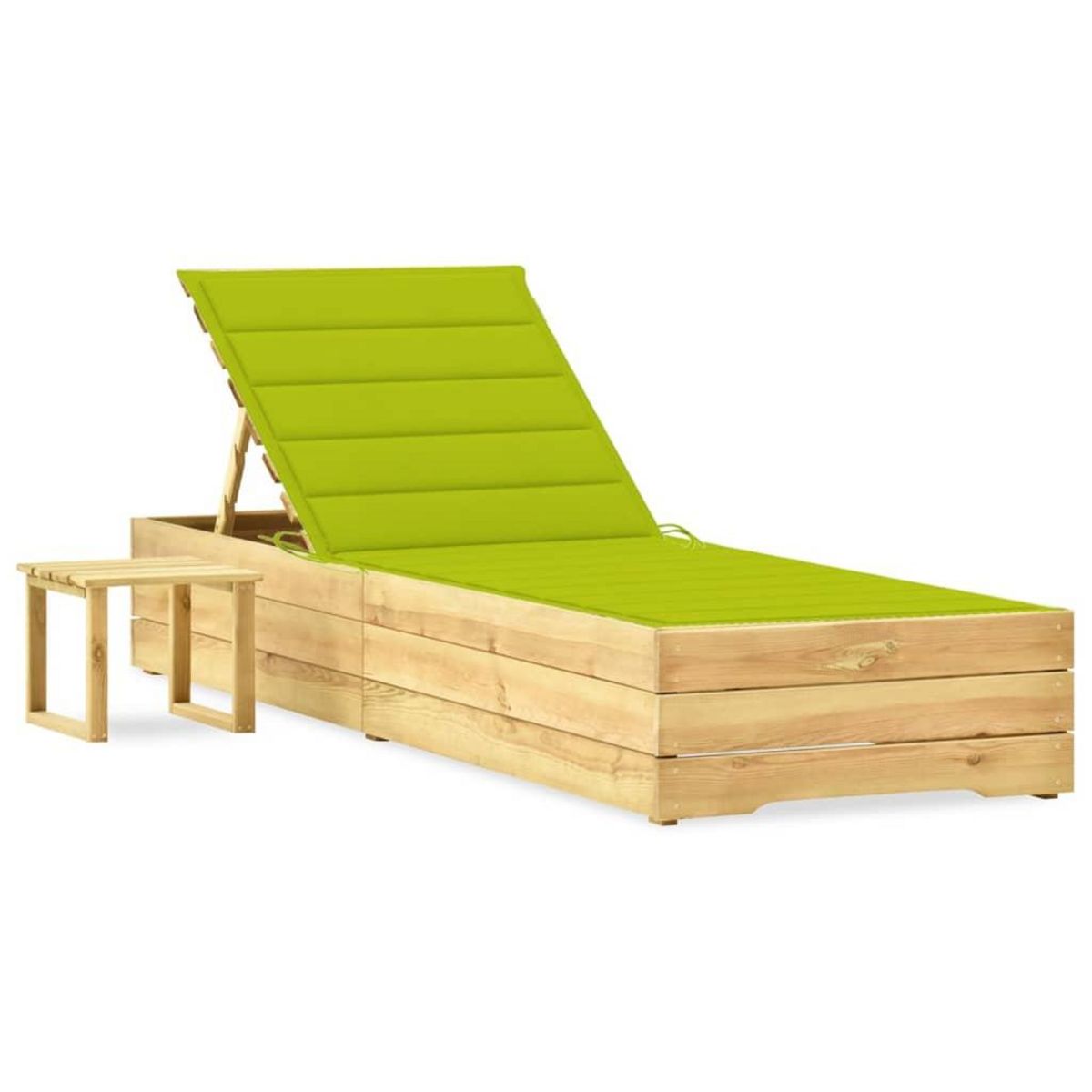 VIDAXL Chaise longue de jardin avec table et coussin Pin impregne