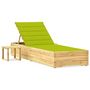 Voir la diapositive 1 : VIDAXL Chaise longue de jardin avec table et coussin Pin impregne