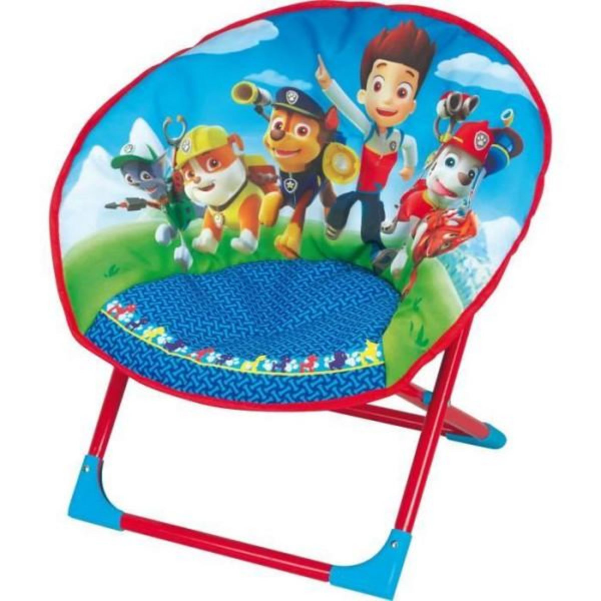 Fun House Fauteuil - Chaise - Bebe - Enfant Siege lune pliable pour enfant - FUN HOUSE - Pat Patrouille - Bleu et rouge - Dimensions L 52 x P 45 x H 48 cm