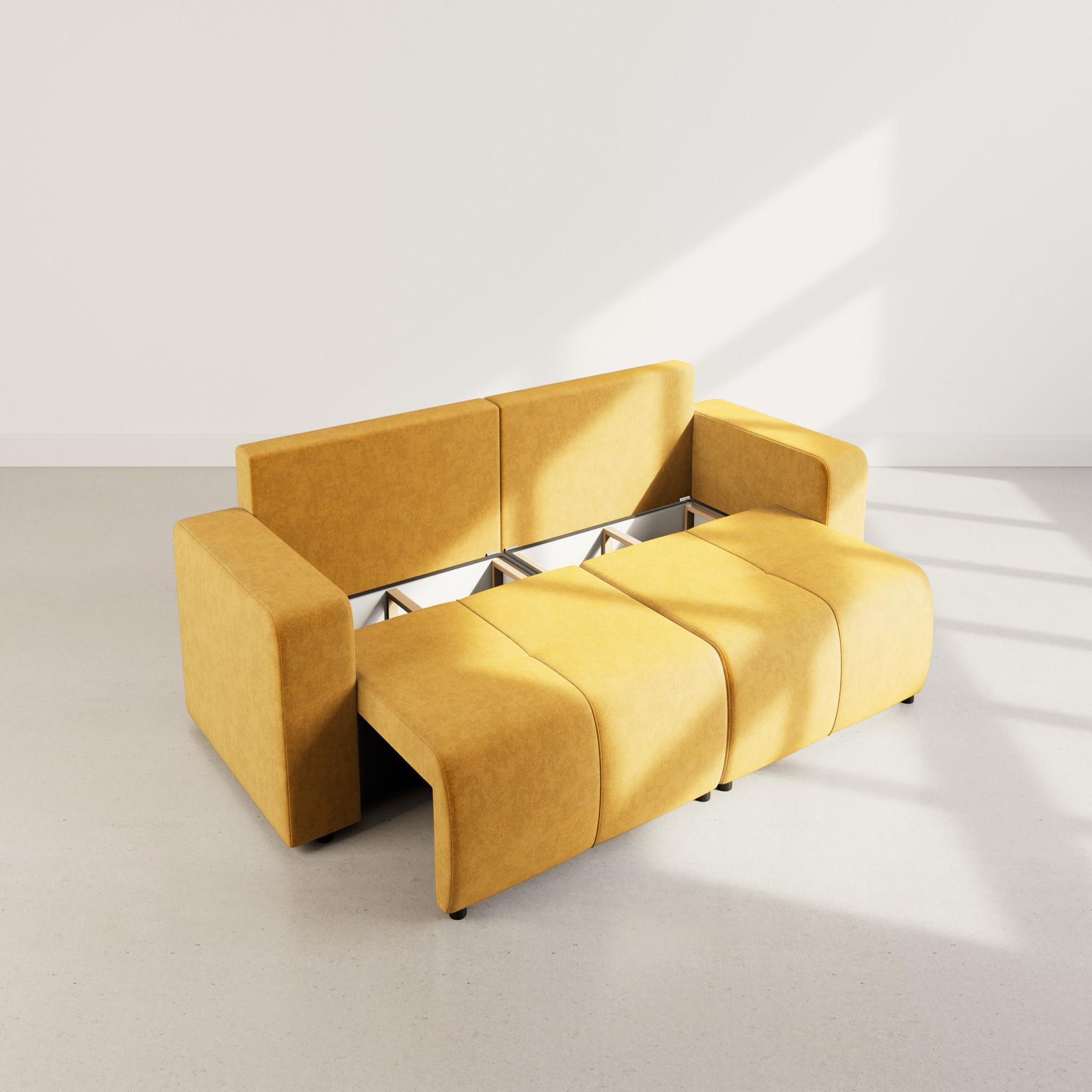 Voir la diapositive 3 : BEST MOBILIER Nicole - canapé droit 4 places convertible avec coffre en tissu