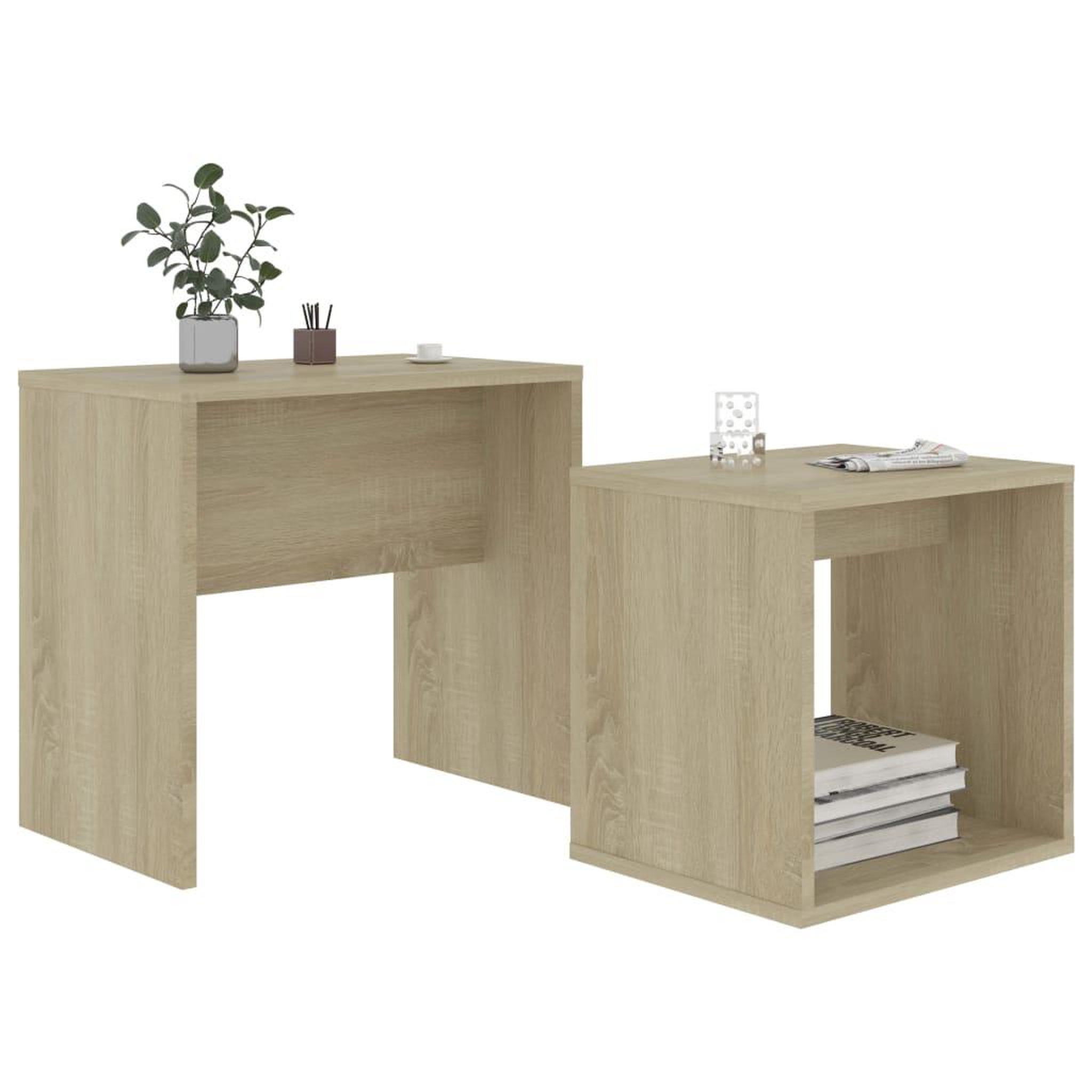 Voir la diapositive 3 : VIDAXL Ensemble de table basse Chene sonoma 48x30x45cm Bois ingenierie