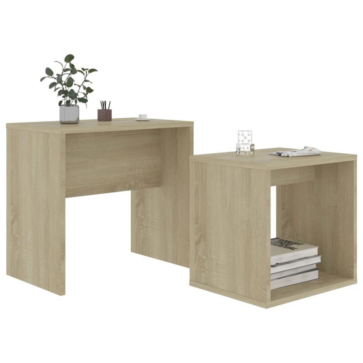 VIDAXL Ensemble de table basse Chene sonoma 48x30x45cm Bois ingenierie