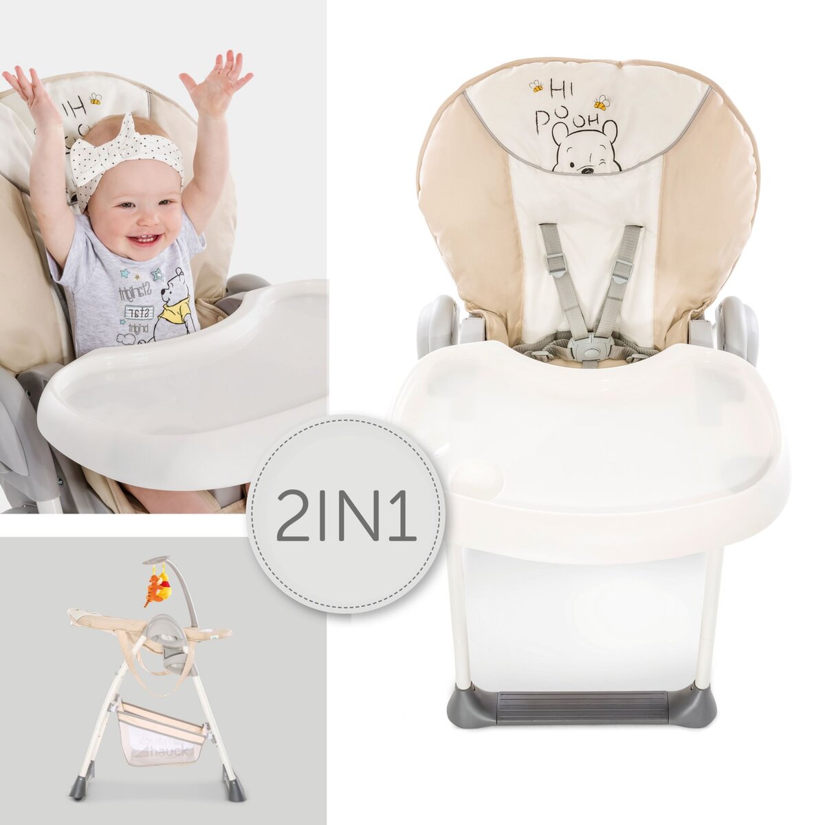 HAUCK Chaise haute Sit N Relax 2 en 1 - Winnie l'ourson