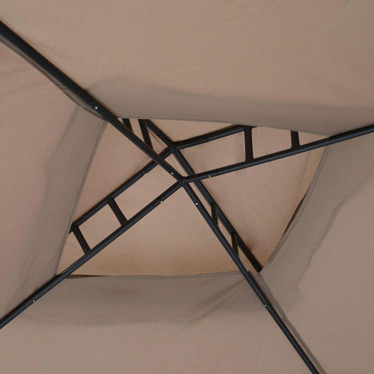 OUTSUNNY Pavillon de jardin tonnelle barnum style colonial double toit toiles moustiquaires amovibles zippées taupe