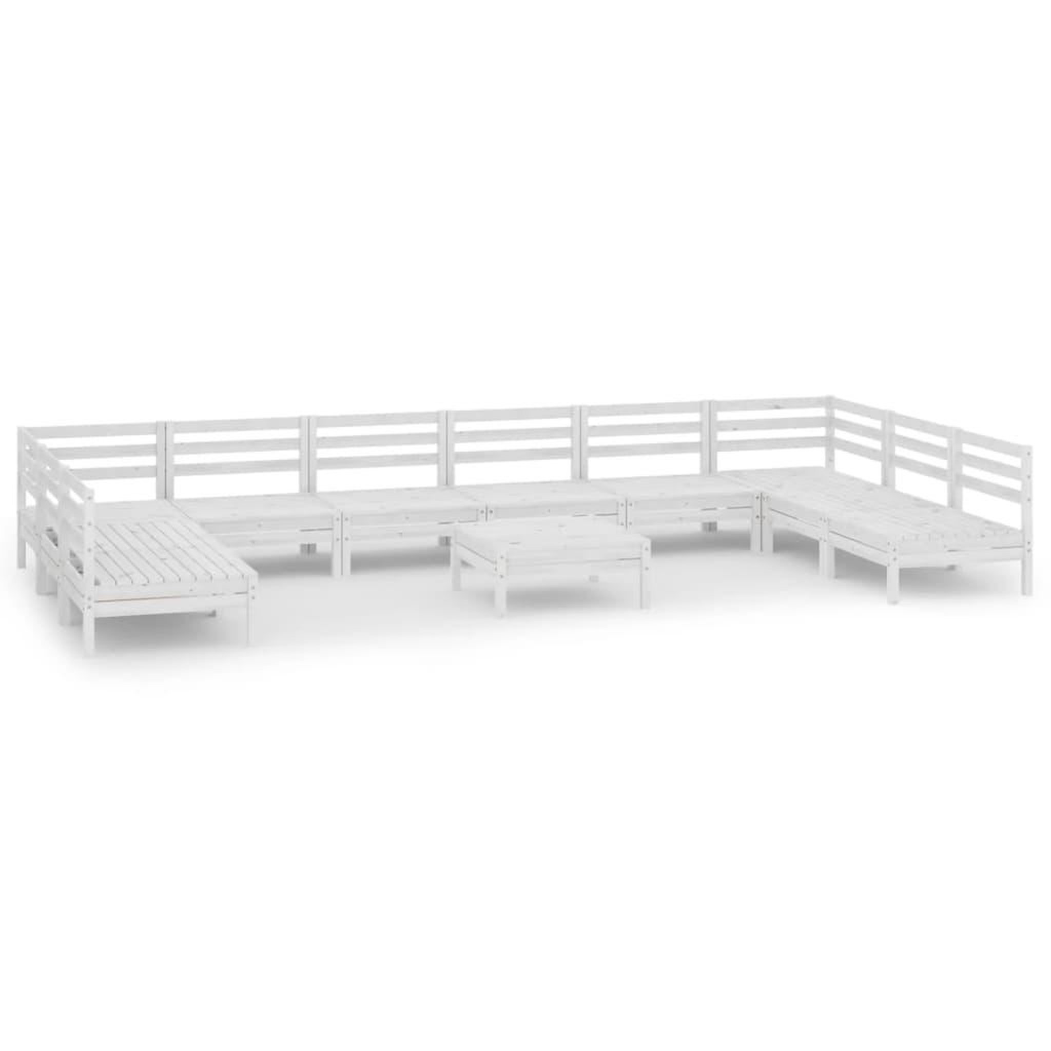 Voir la diapositive 2 : VIDAXL Salon de jardin 11 pcs Blanc Bois de pin massif