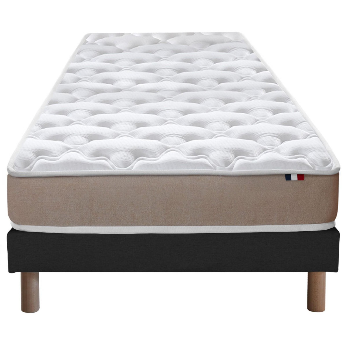 IDLITERIE Ensemble matelas 100% latex 3 zones et sommier Essentiel - qualité française