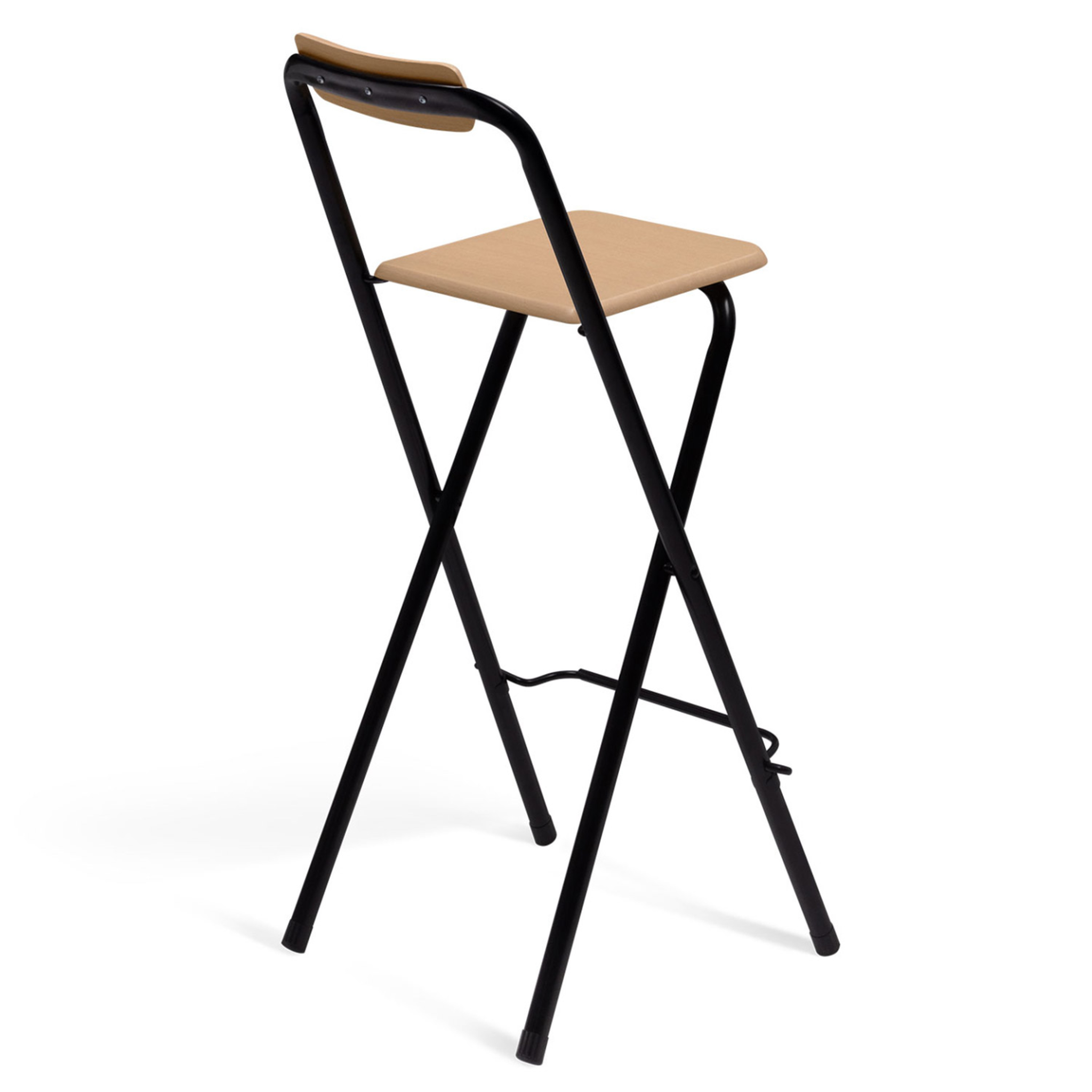 Voir la diapositive 4 : ID MARKET Lot de 4 tabourets de bar pliants detroit structure noire avec assise effet bois design industriel