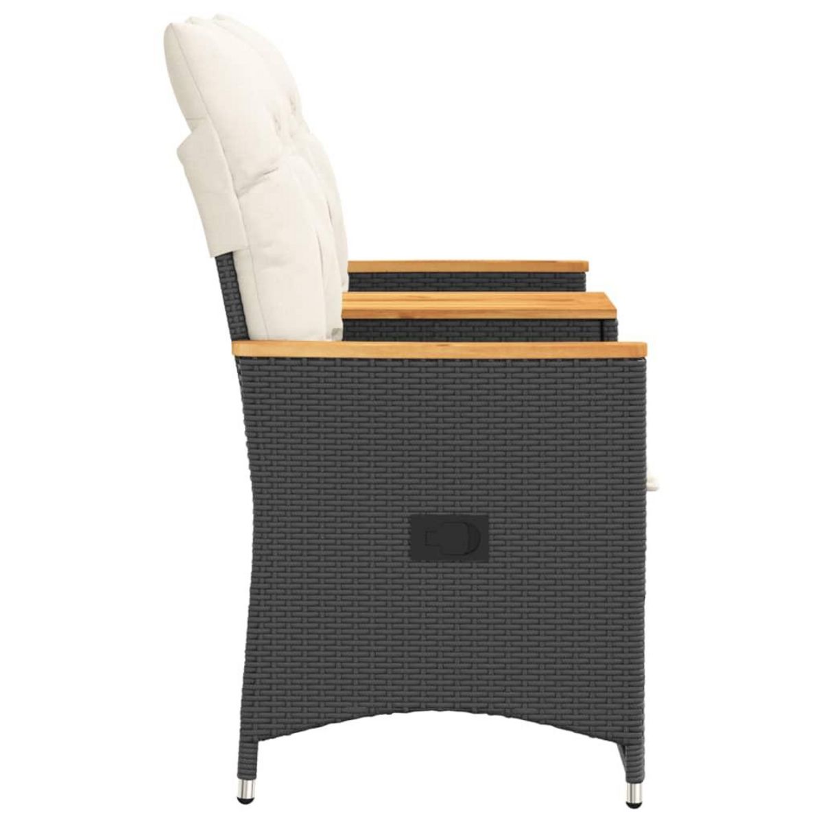 VIDAXL Canape de jardin inclinable 2 places avec table noir poly rotin