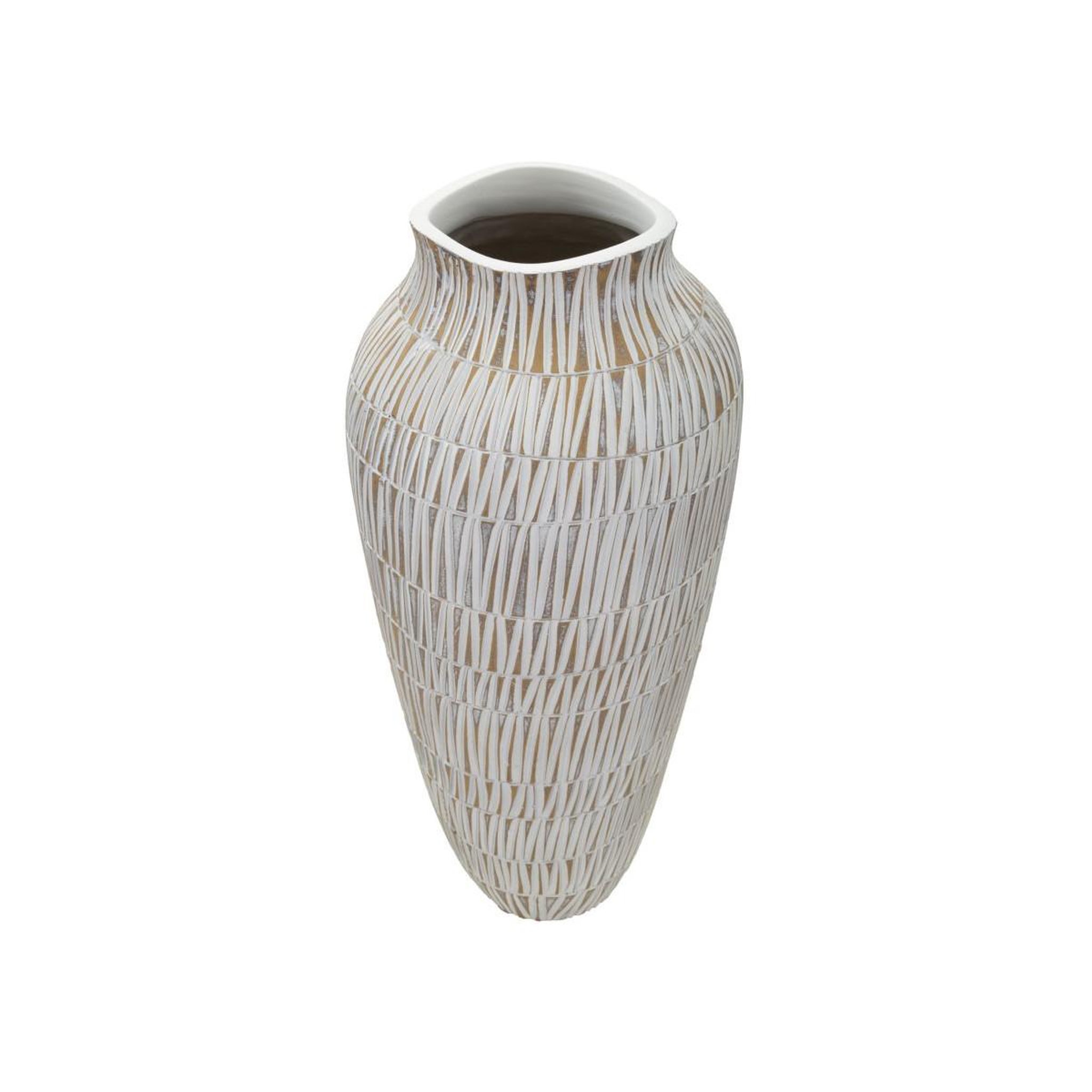 Voir la diapositive 2 : Paris Prix Vase déco en résine  stiky  50cm or & blanc