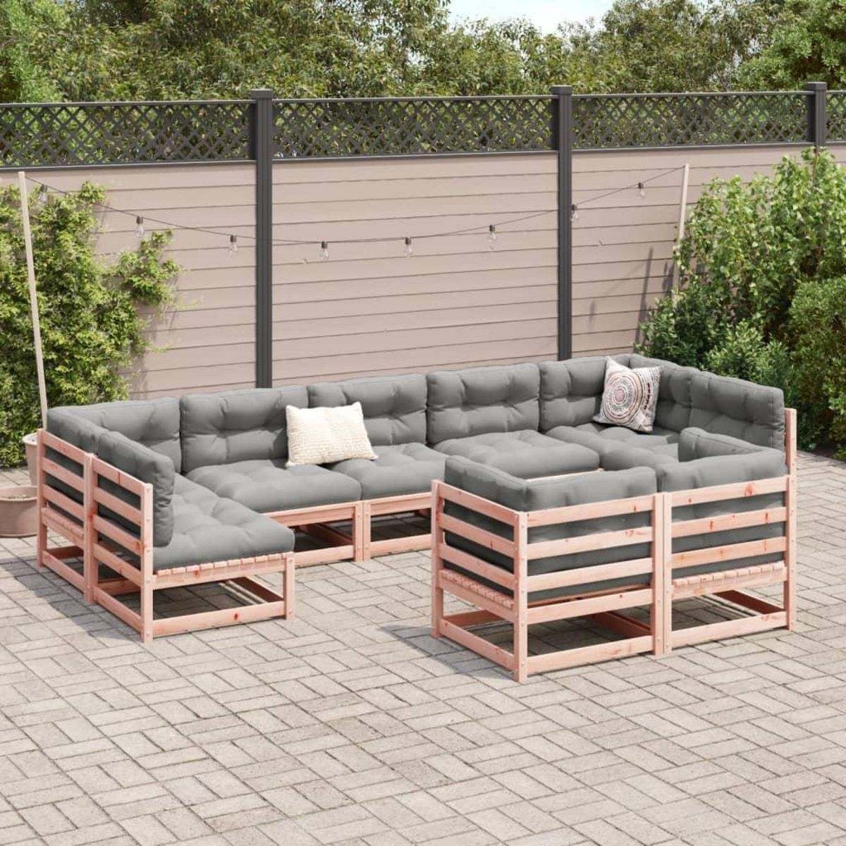 VIDAXL Salon de jardin 9 pcs bois massif sapin de douglas