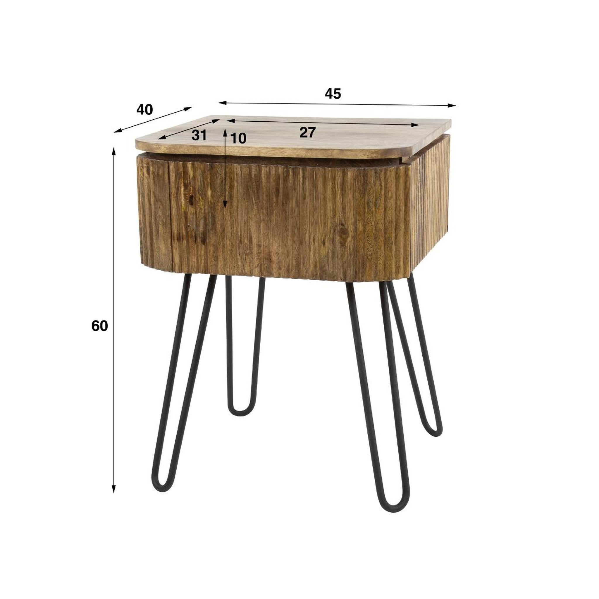 Voir la diapositive 6 : JLC KREATION Table de chevet en bois massif onda 1 tiroir pied métal