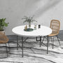 Voir la diapositive 2 : OUTSUNNY Table pliante table de camping pliable table de jardin Ø 122 x 73H cm poignée acier époxy HDPE blanc