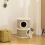 Voir la diapositive 2 : PAWHUT Arbre à chat cylindrique - tour à griffer pour chat - arbre à chat tour - tonneau griffoir - 2 niches + plateforme - sisal corde d'algues beige
