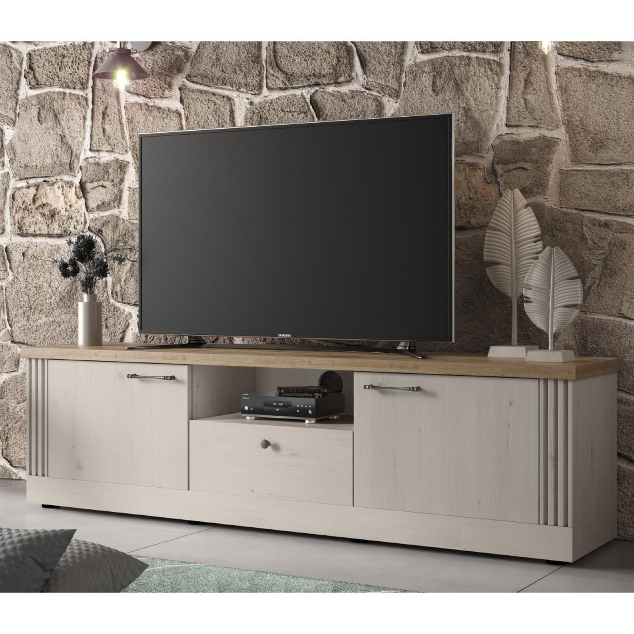 Voir la diapositive 5 : JLC KREATION Meuble tv moderne coloris chêne naturel 210cm yanis