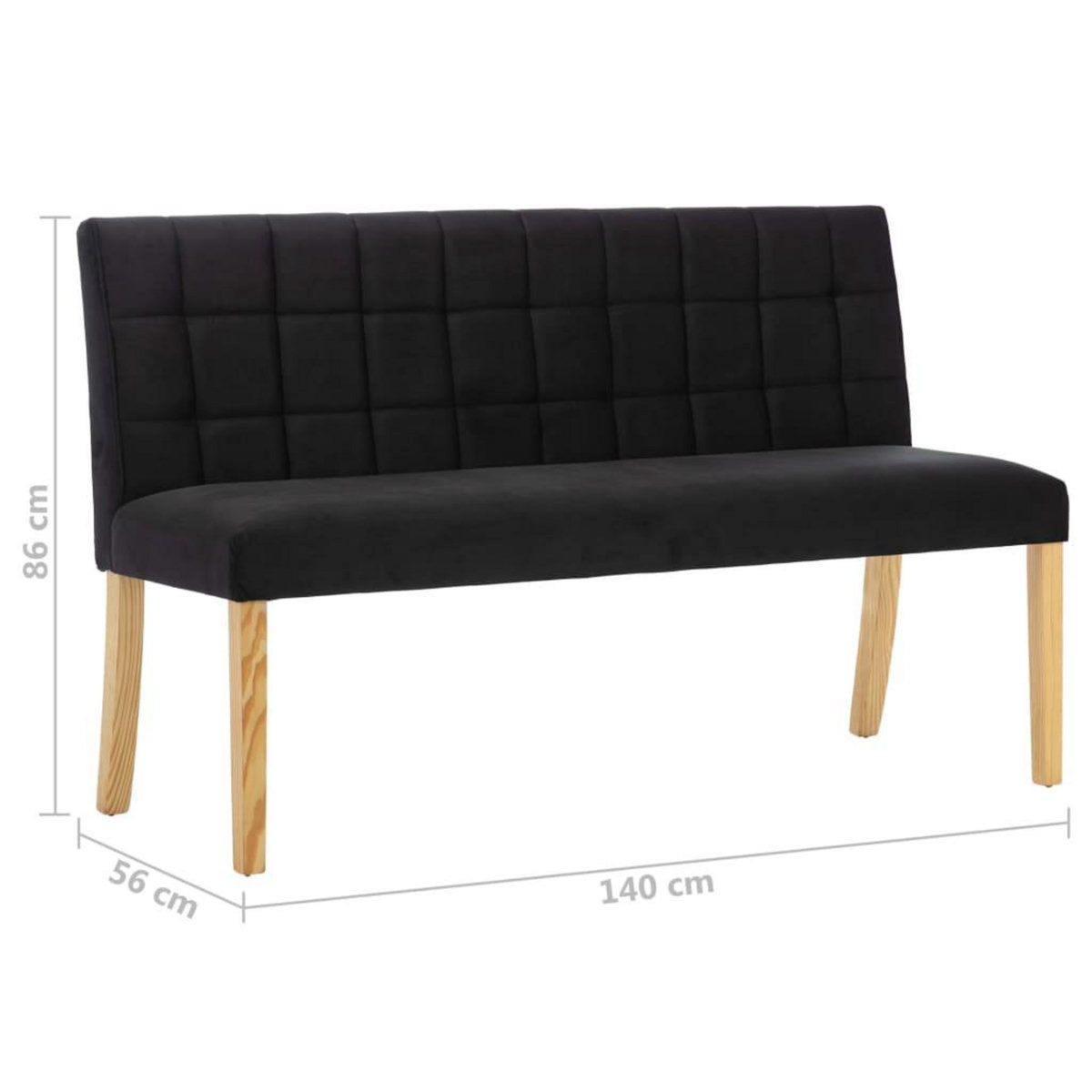 VIDAXL Banc 140 cm Noir Velours