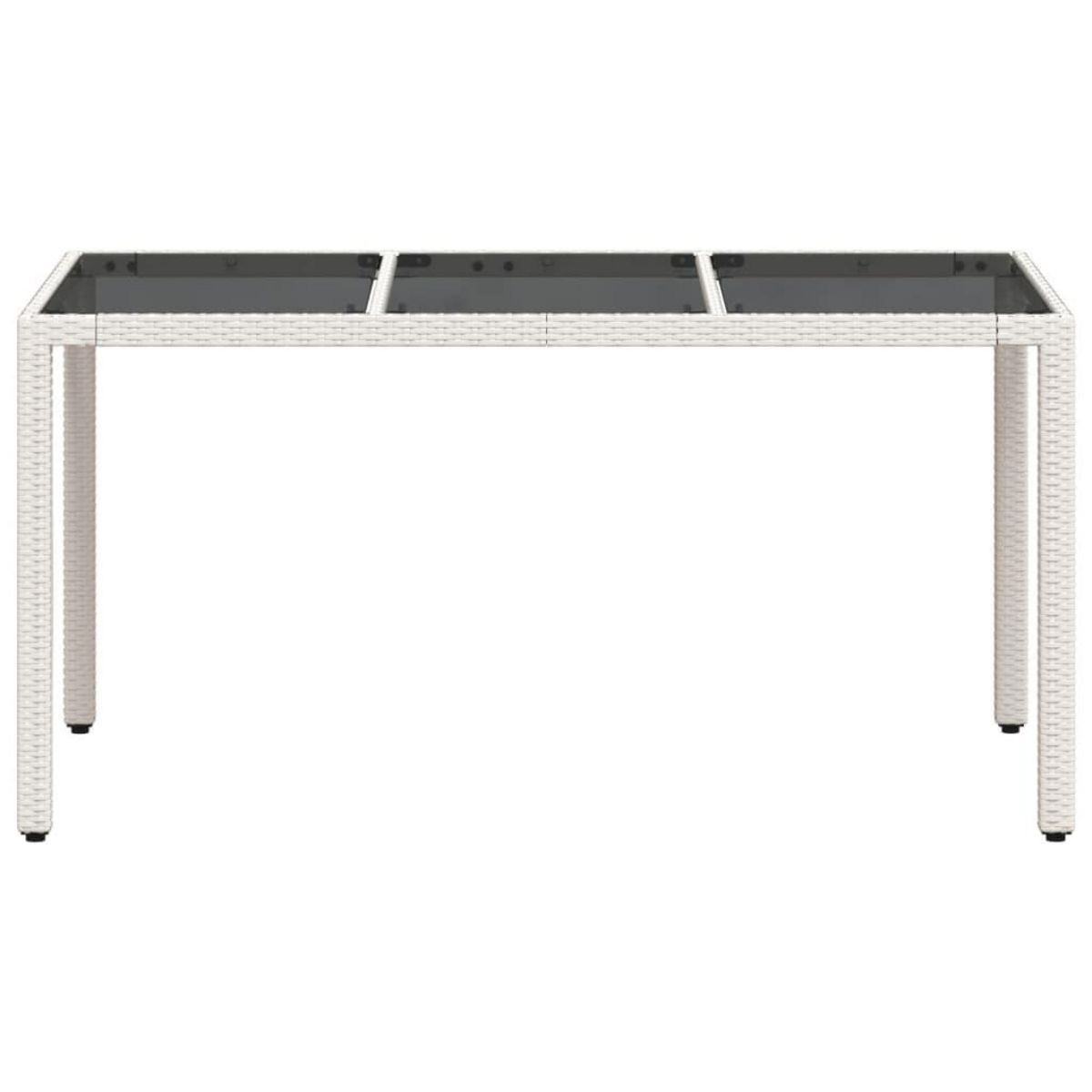 VIDAXL Table de jardin avec dessus en verre blanc resine tressee