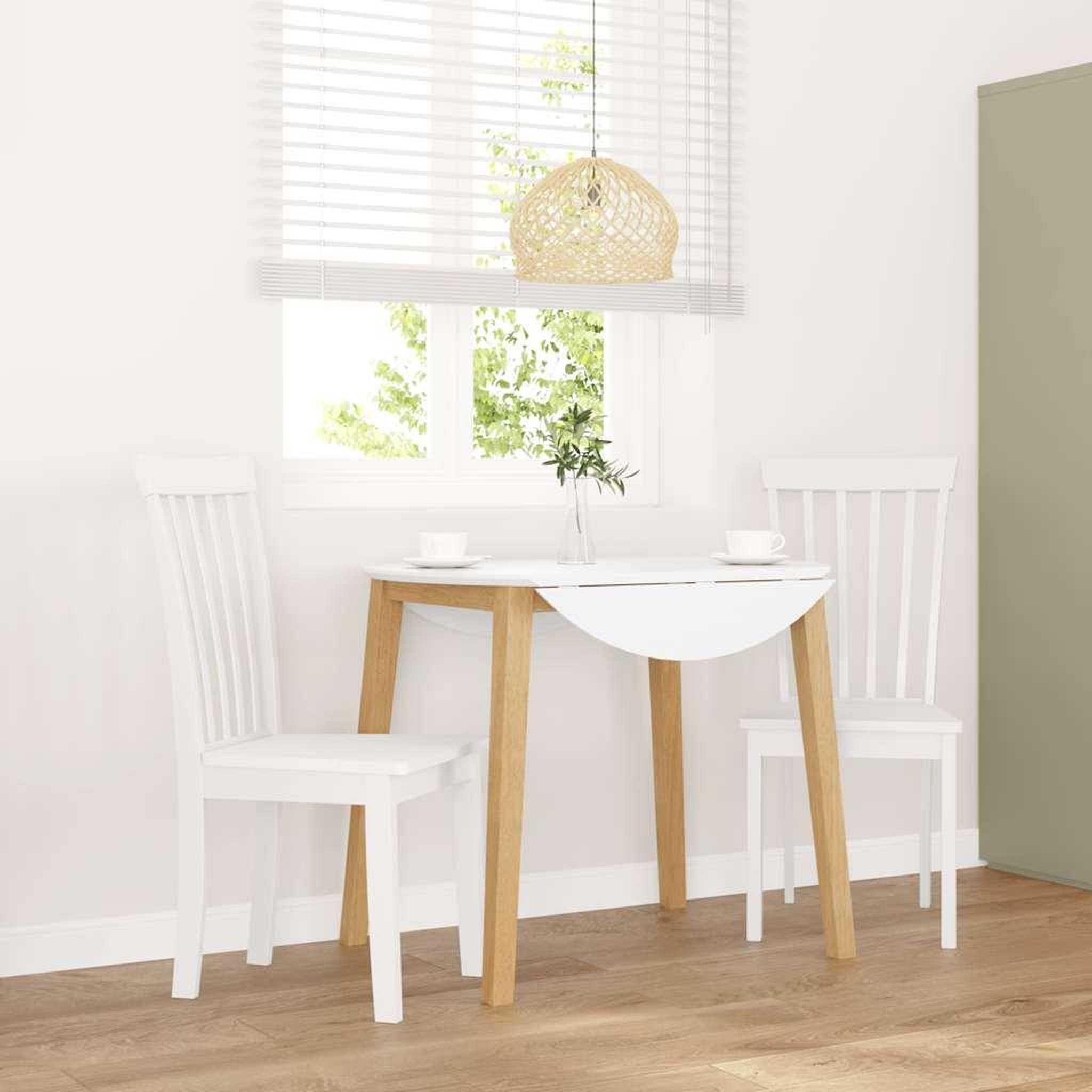 VIDAXL Chaises a manger 2 pcs blanc bois massif caoutchouc