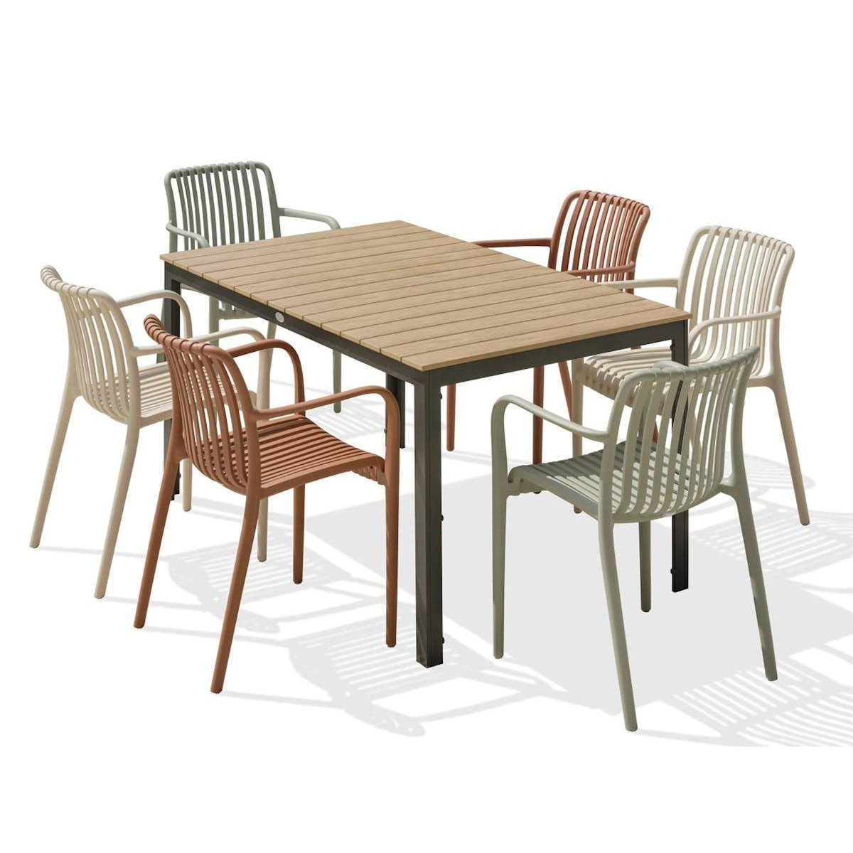 Paris Prix Ensemble Table de Jardin & 6 Fauteuils  Boston & Tiago  150cm Multicolore