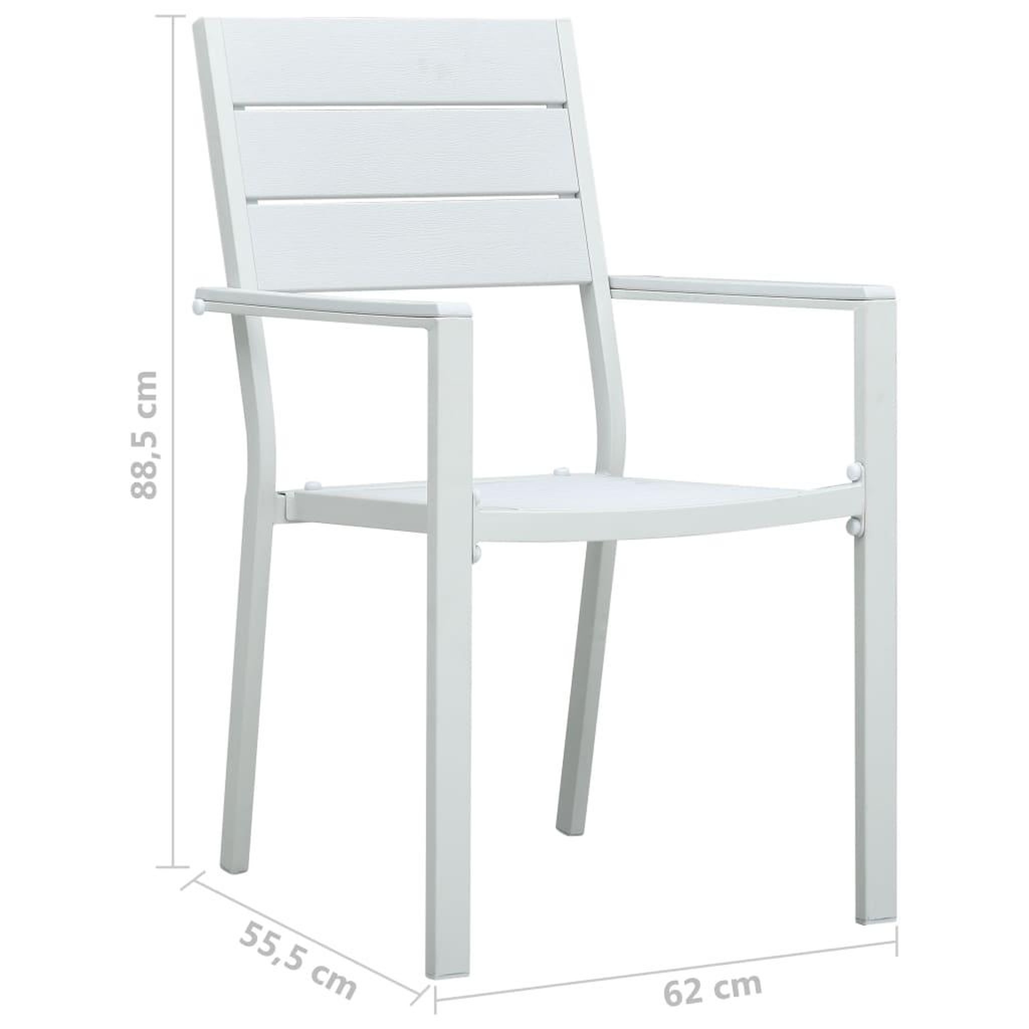 Voir la diapositive 6 : VIDAXL Chaises de jardin lot de 4 Blanc PEHD Aspect de bois