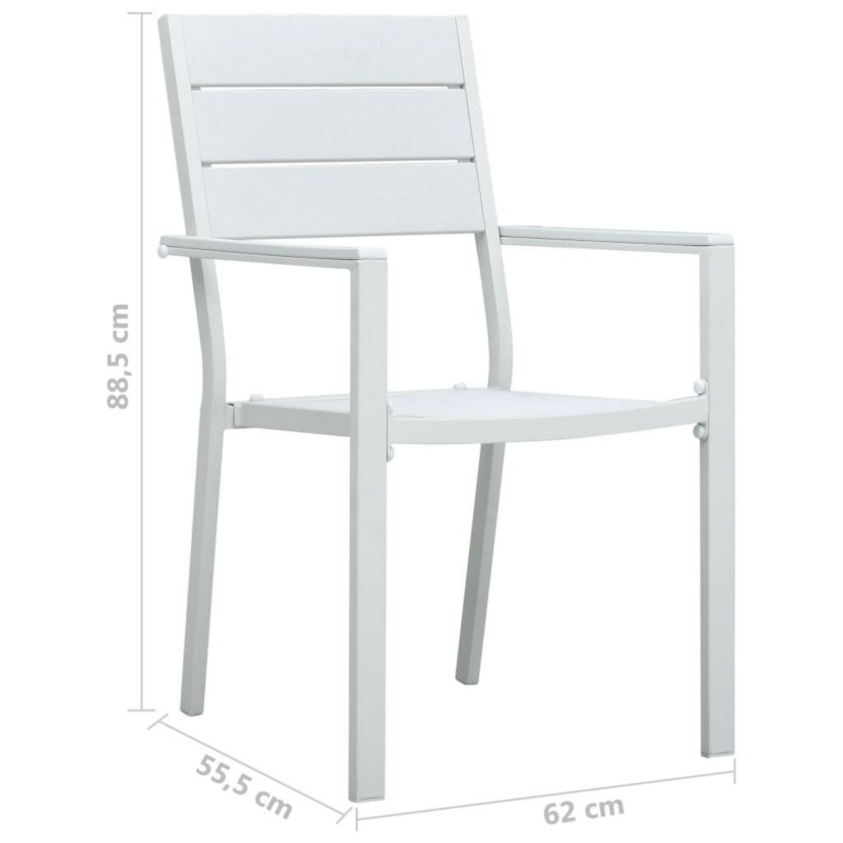 VIDAXL Chaises de jardin lot de 4 Blanc PEHD Aspect de bois