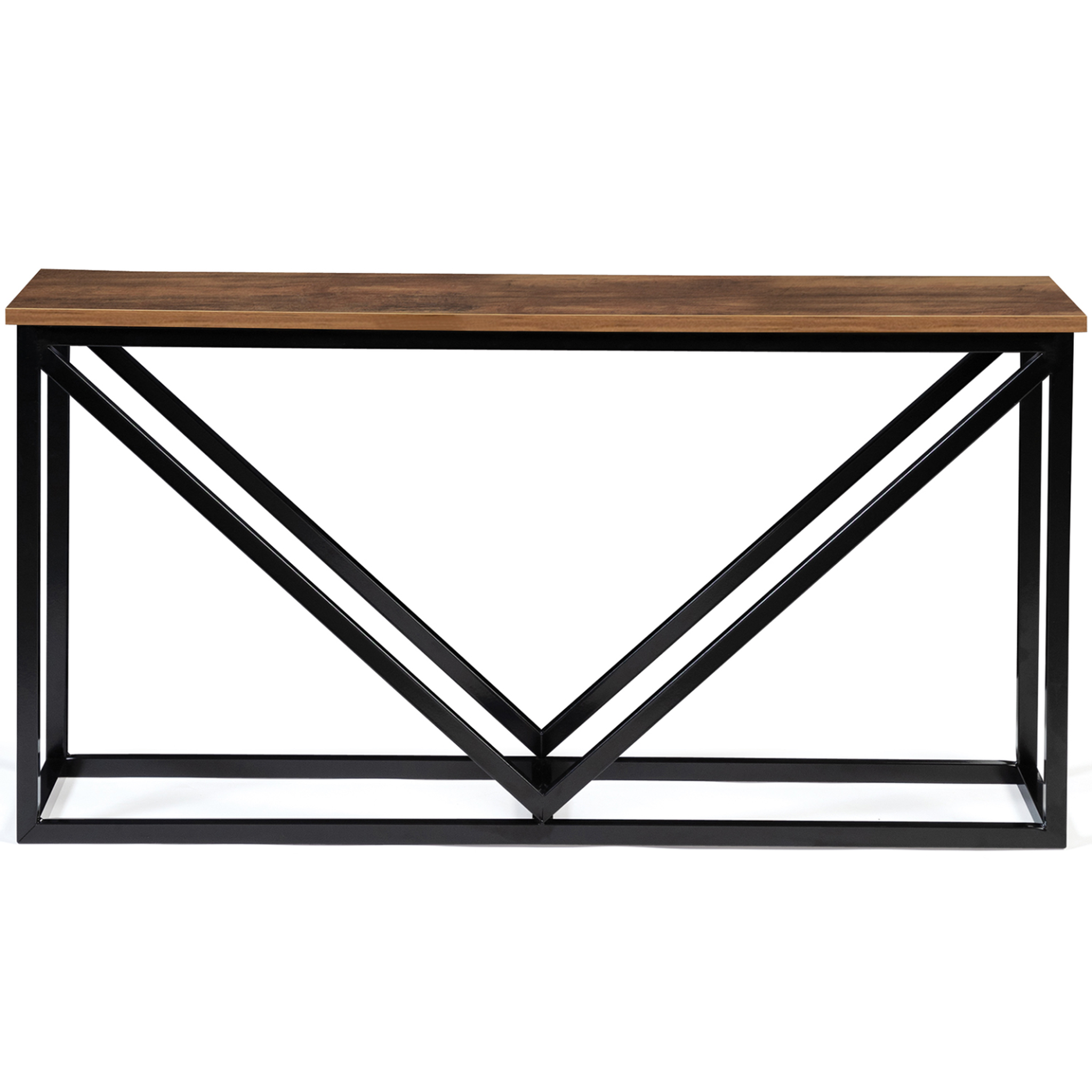 Voir la diapositive 3 : ID MARKET Range bûches horizontal hawkins acier noir plateau bois foncé pour cheminée