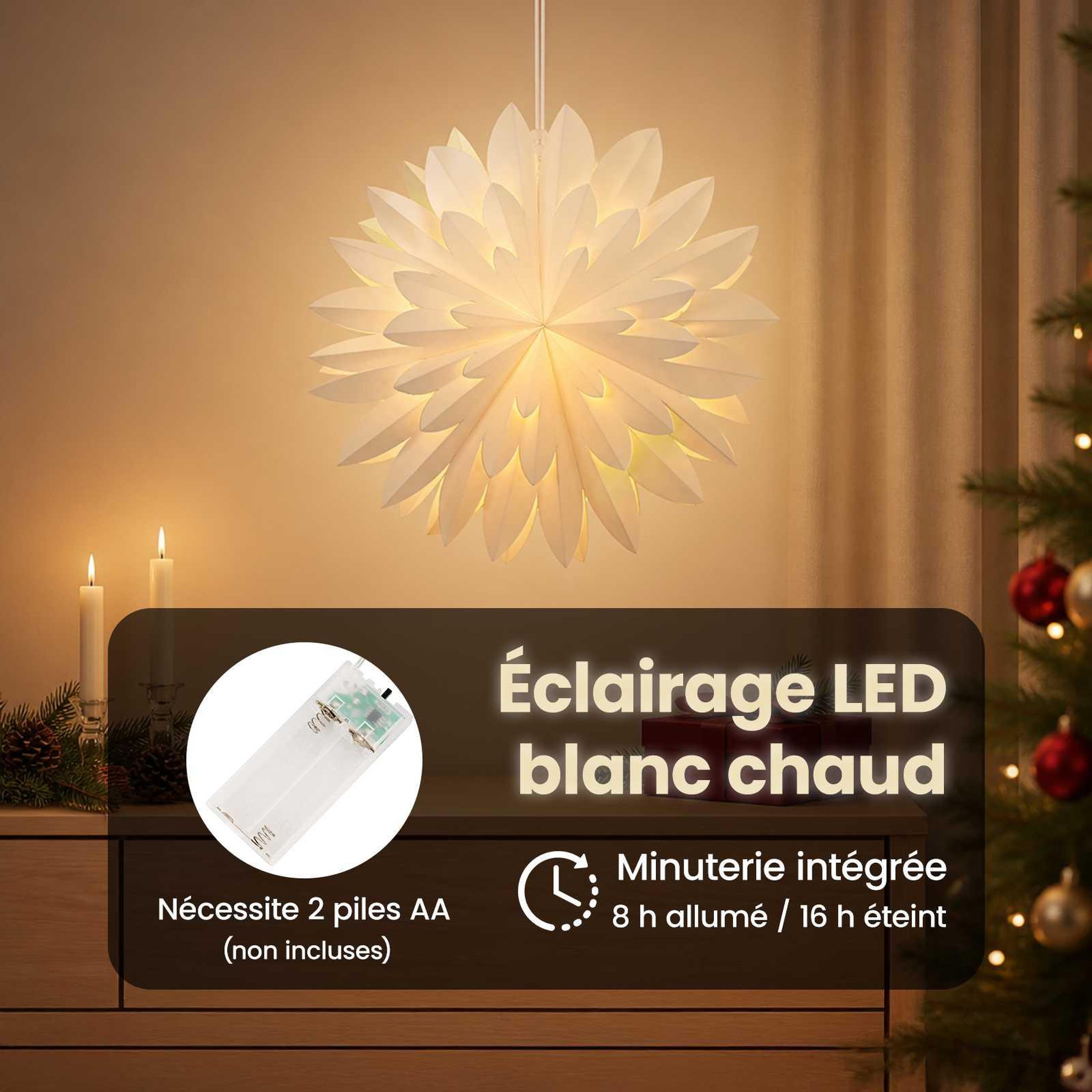 Voir la diapositive 4 : VIDAXL Eclairage de Noël RAAHE 10 LED Blanc chaud 60 x 20 x 60 cm