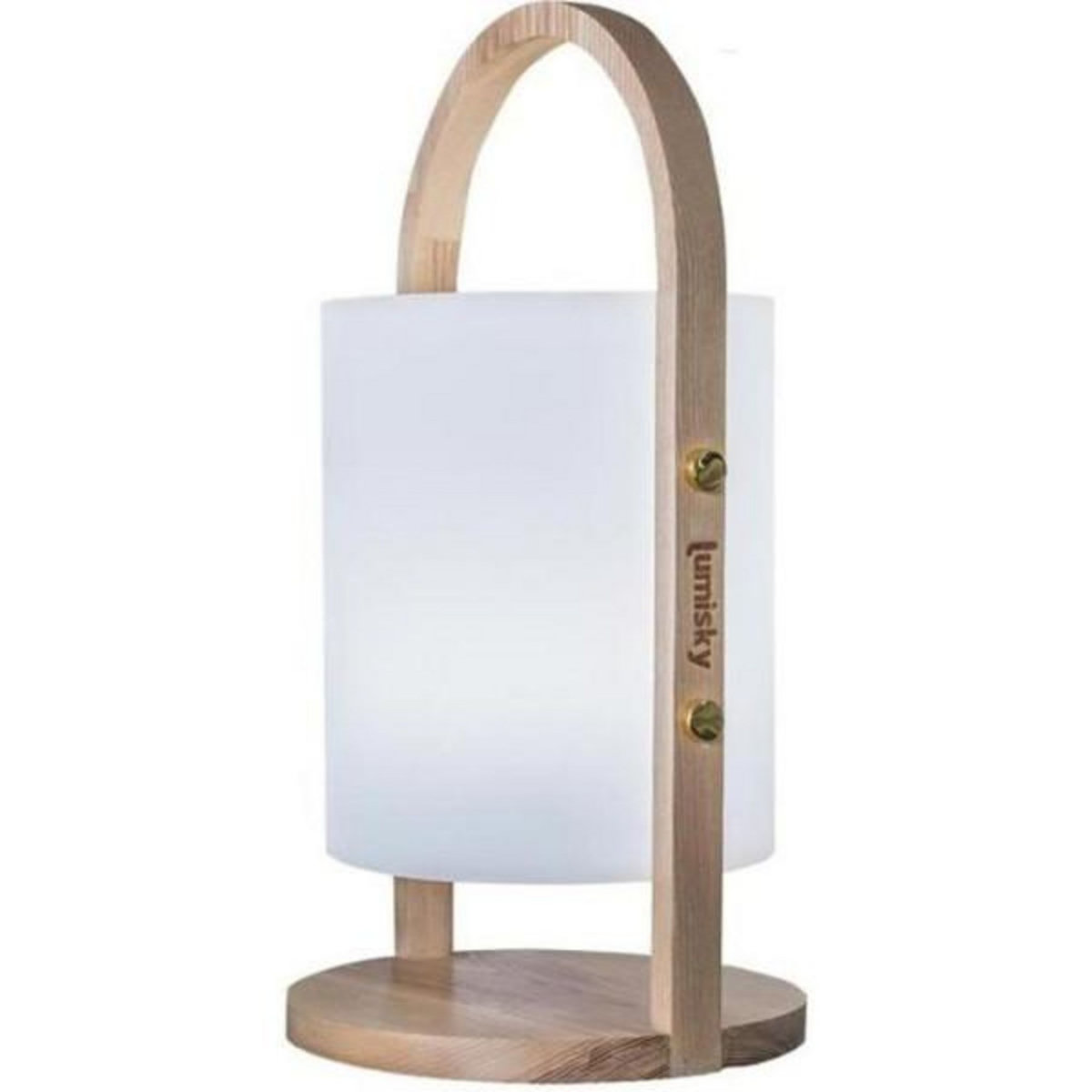 Lumisky Lanterne extérieure LED Woody - LUMISKY - Blanc - Design scandinave - Poignée en bois naturel - Autonomie 10h