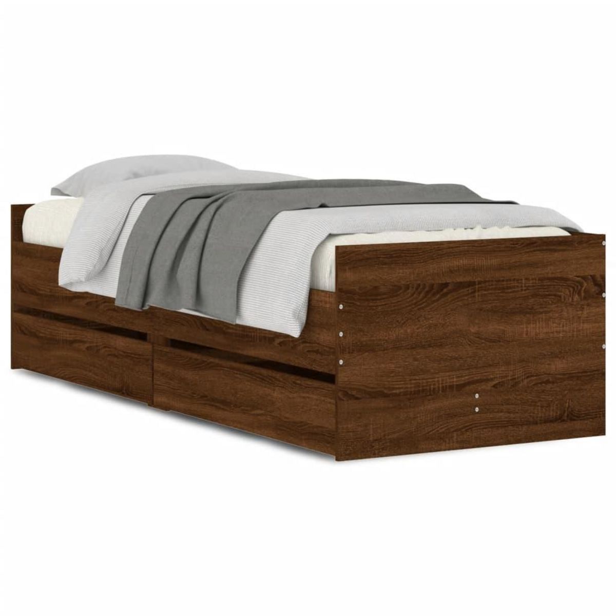 VIDAXL Cadre de lit avec tiroirs sans matelas chene marron 90x190 cm