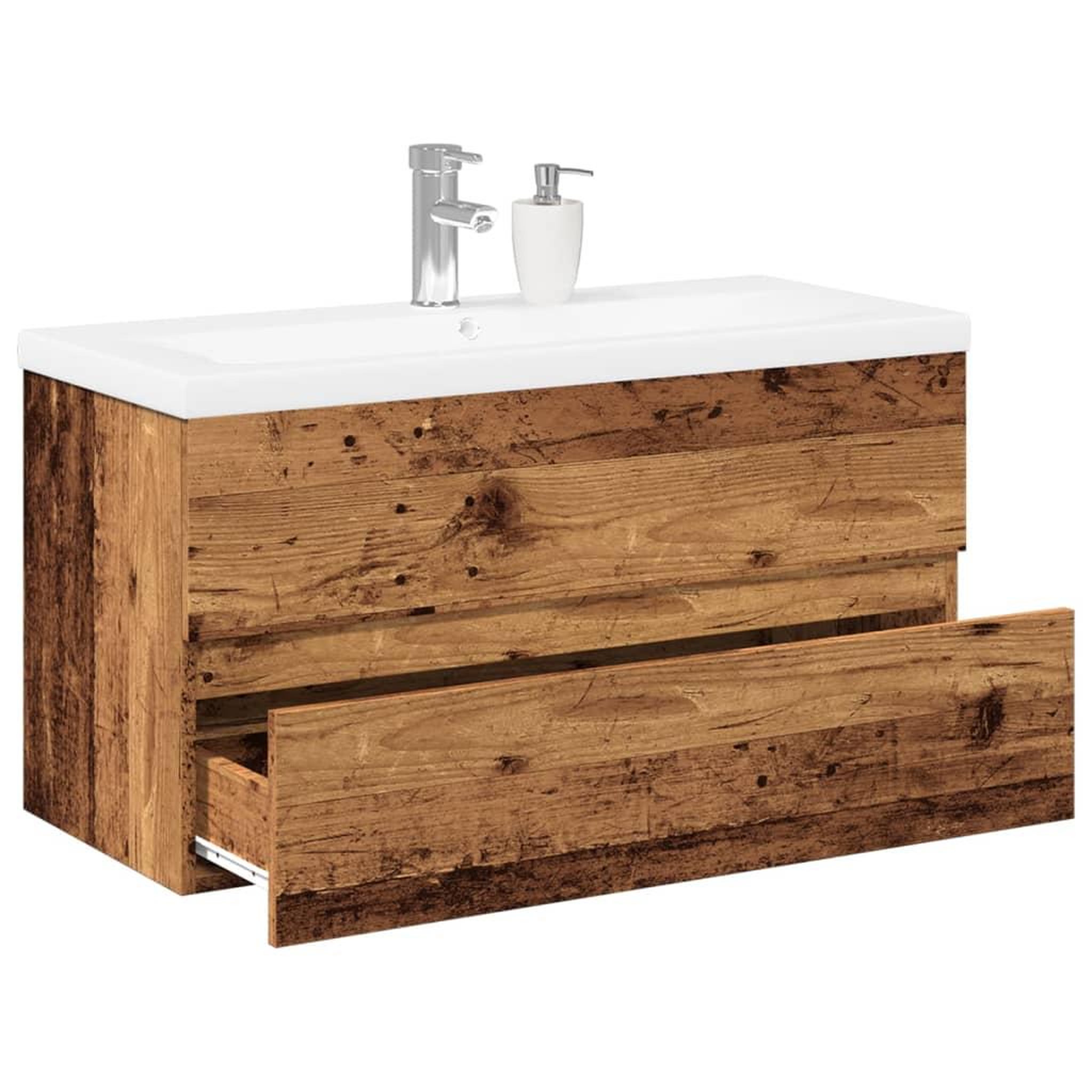 VIDAXL Armoire lavabo avec bassin integre vieux bois