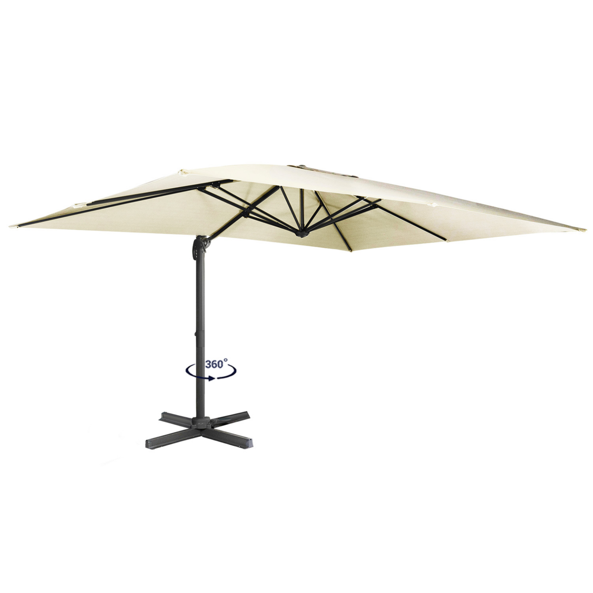 ID MARKET Parasol déporté inclinable rotatif 360 CALVI écru 3x4 M avec housse