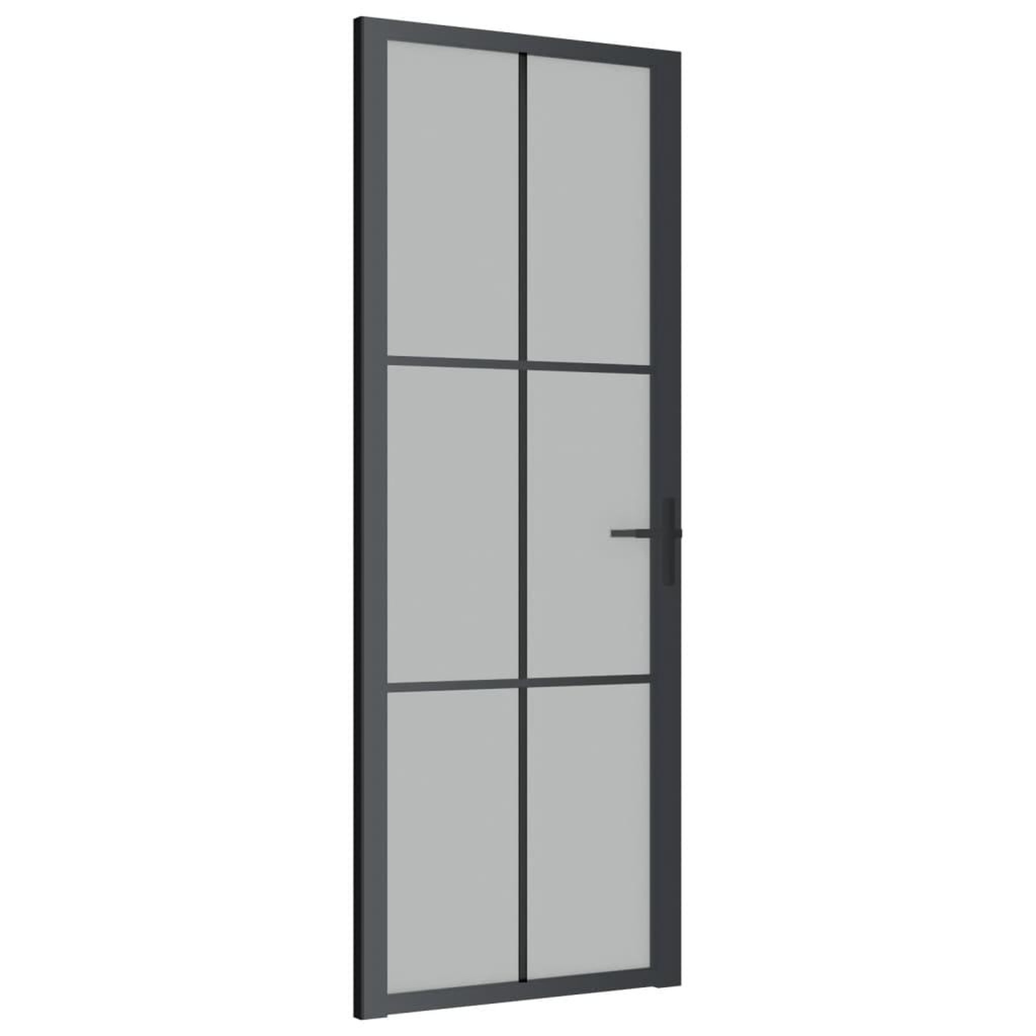Voir la diapositive 2 : VIDAXL Porte interieure 76x201,5 cm Noir Verre mat et aluminium