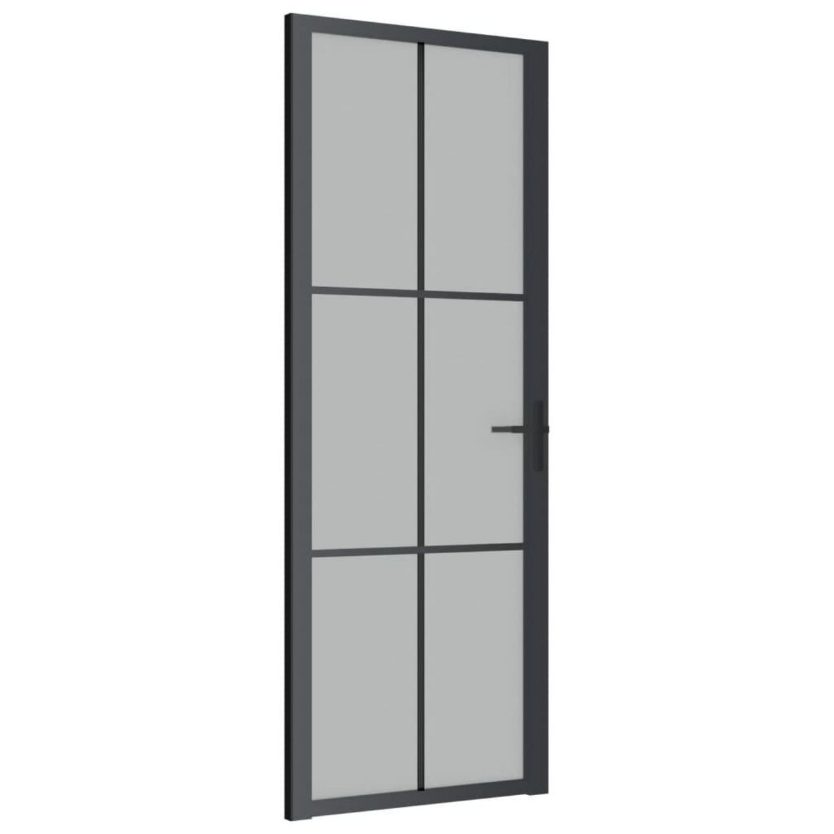 VIDAXL Porte interieure 76x201,5 cm Noir Verre mat et aluminium