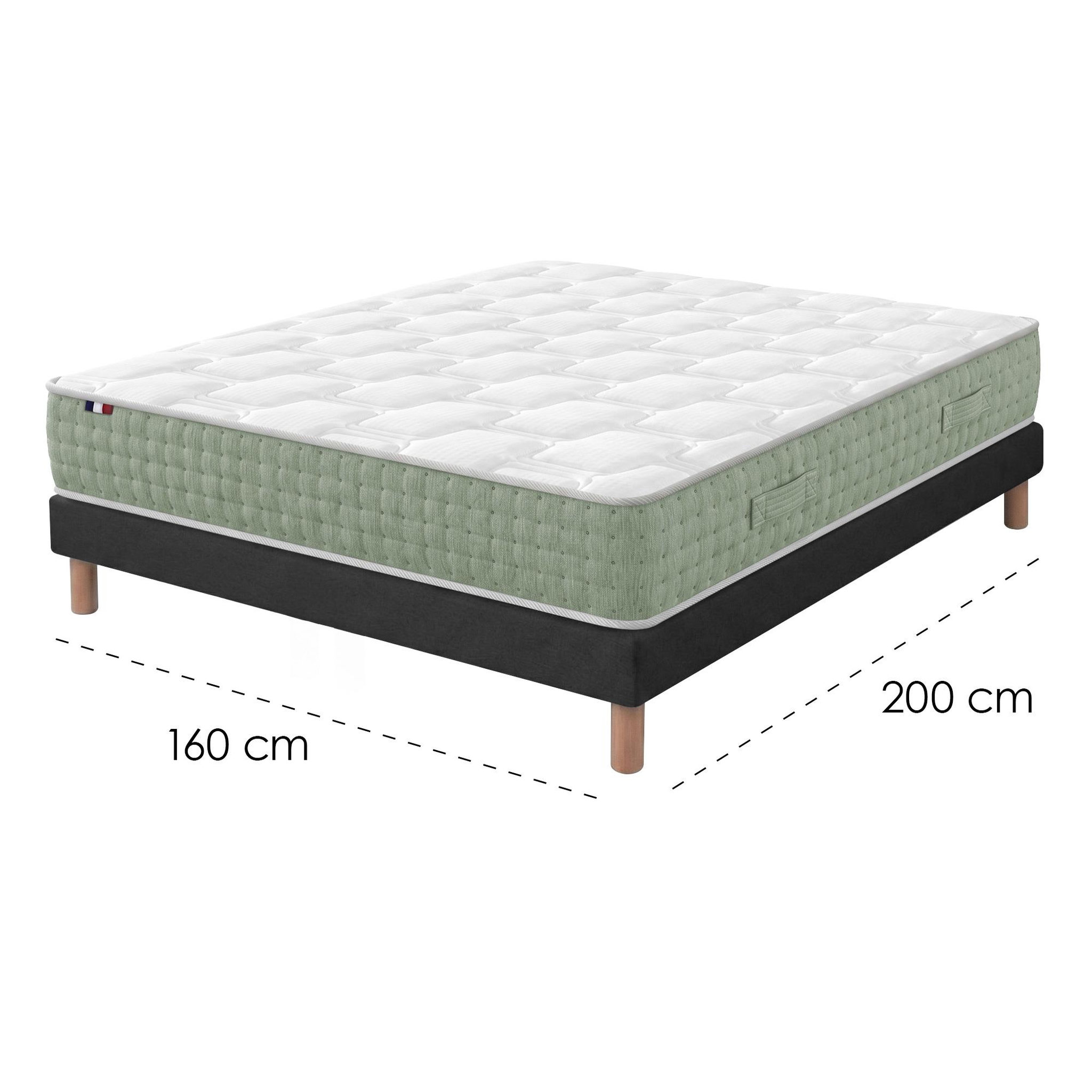 Voir la diapositive 5 : IDLITERIE Ensemble matelas ressorts 7 zones HYGGE, réversible hiver/été