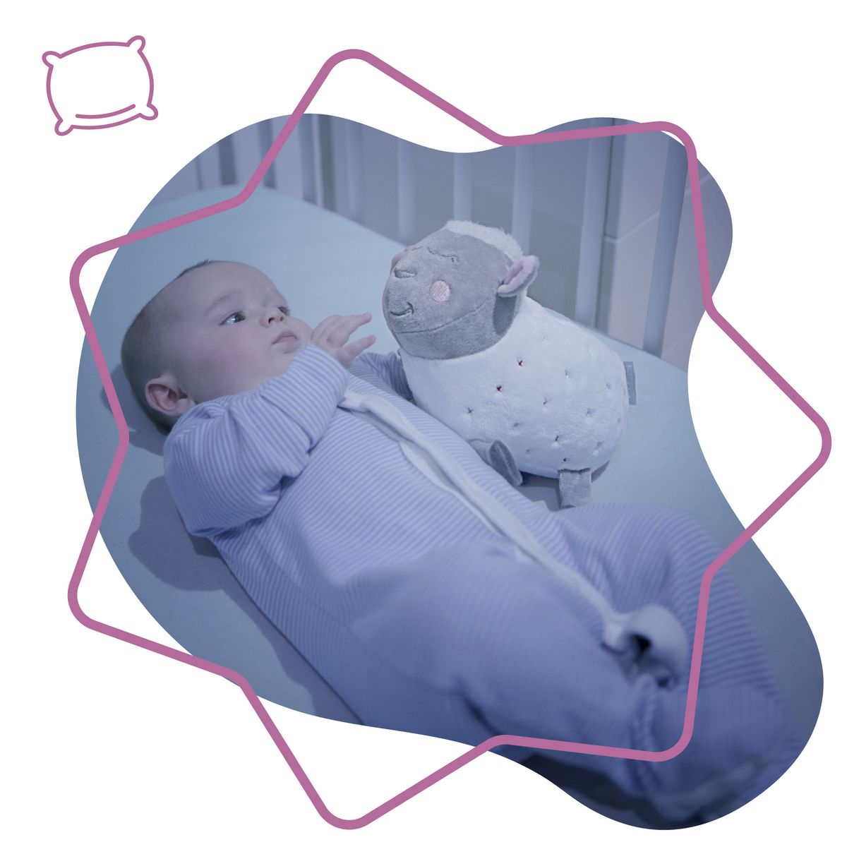 BADABULLE Veilleuse bébé peluche mouton projection d'étoiles