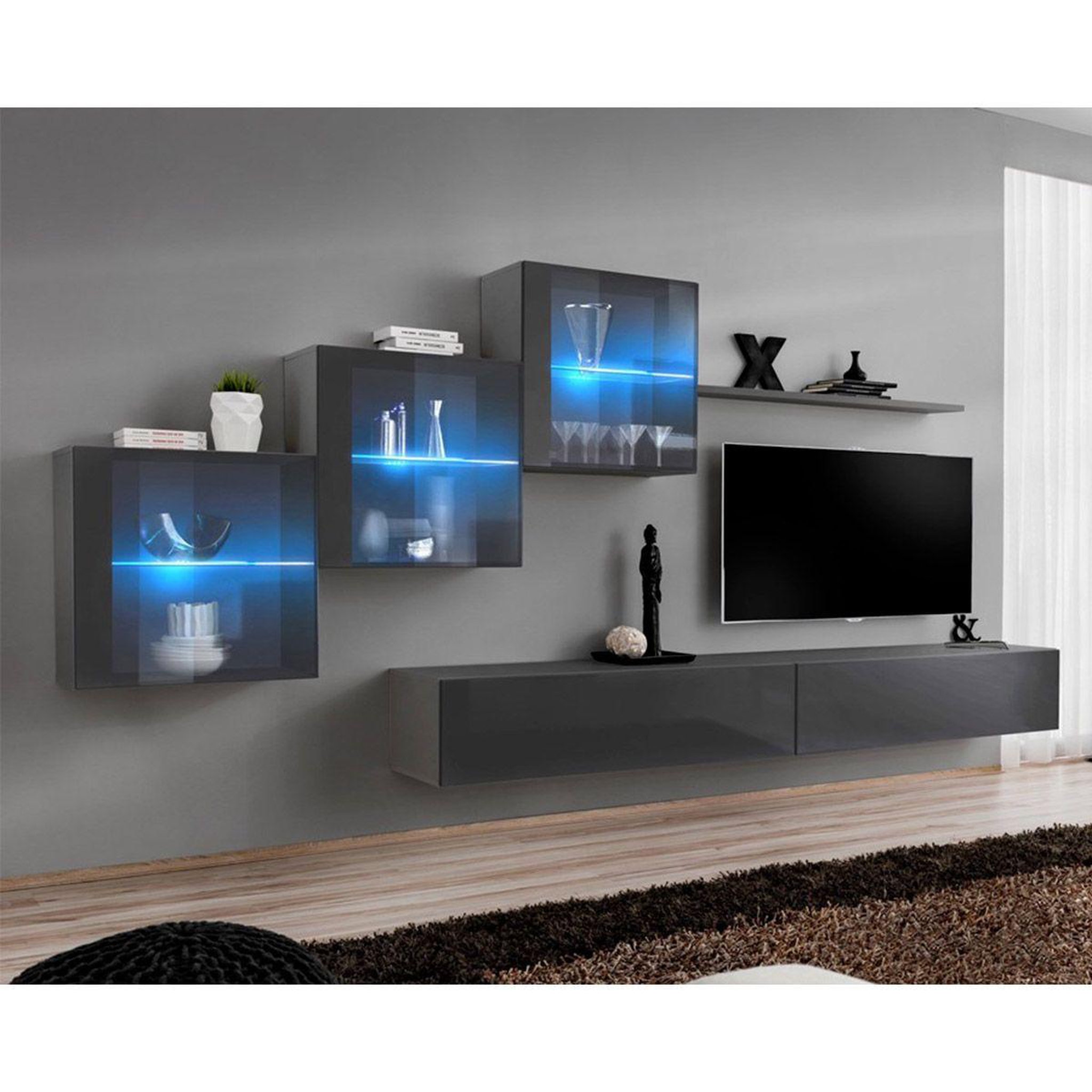 Voir la diapositive 1 : Paris Prix Meuble tv mural design  switch xx  330cm gris