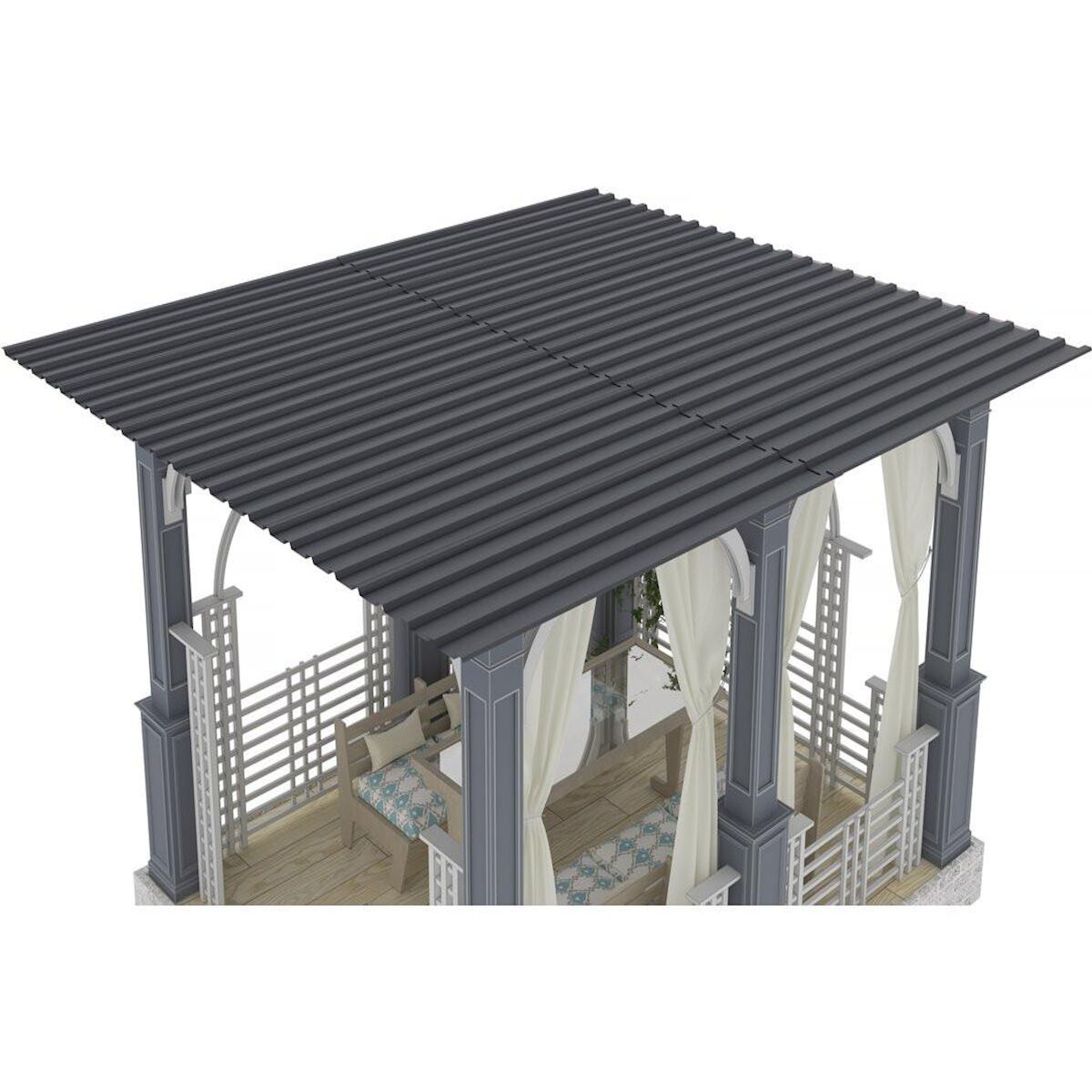 Habitat et Jardin Lot de 12 tôles de bardage en acier galvanisé  Atlanta  - 129 x 42 cm - Gris