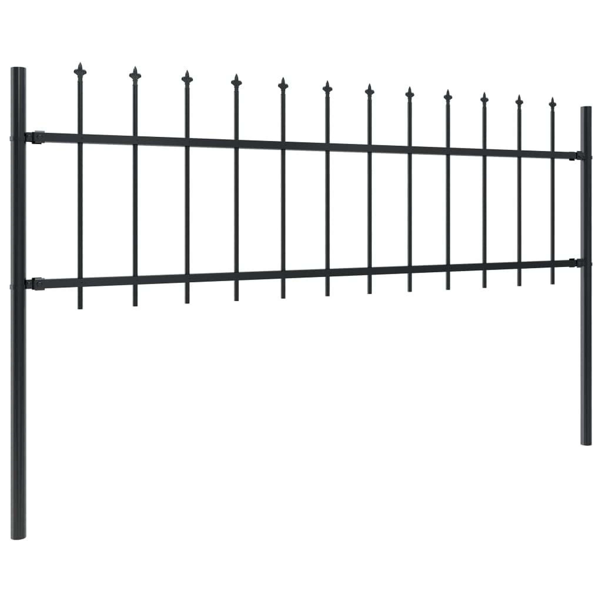 Voir la diapositive 2 : VIDAXL Cloture de jardin avec dessus en lance Acier 5,1 x 0,6 m Noir