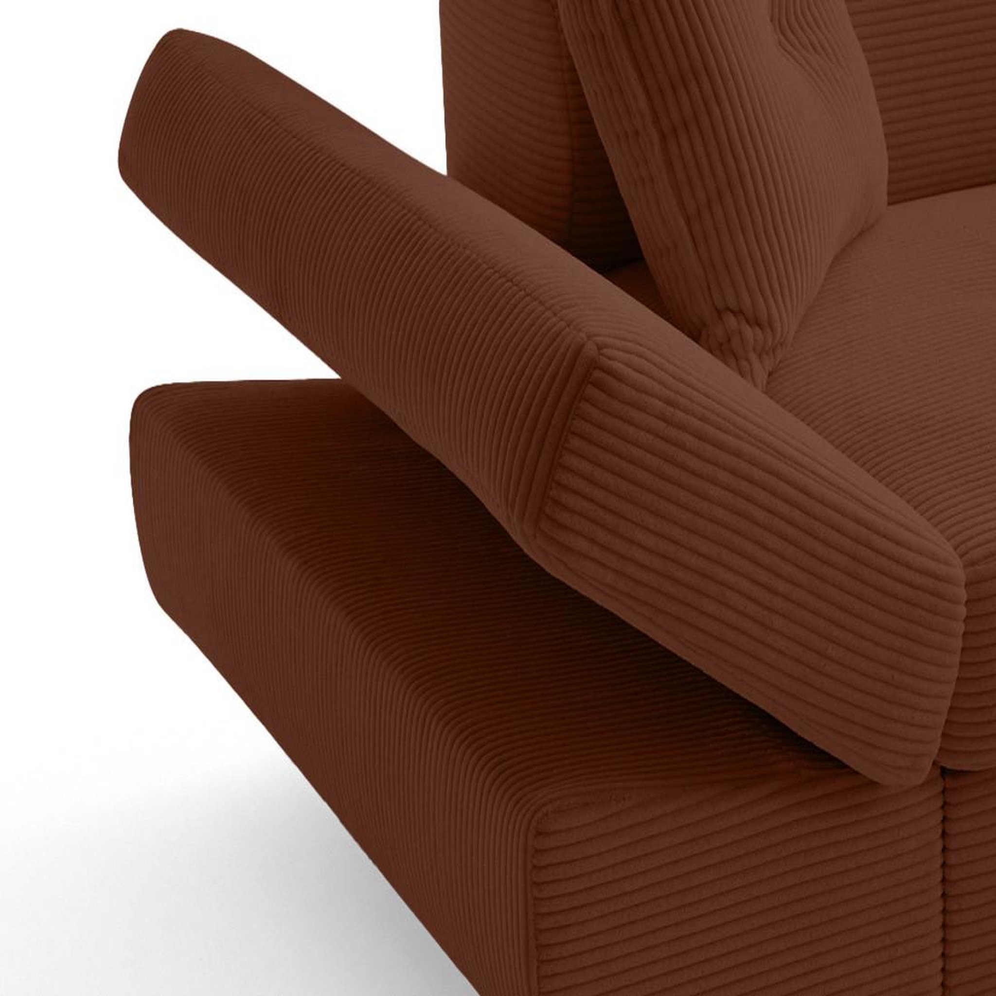 Voir la diapositive 4 : BEST MOBILIER Lisbona - canapé d'angle droit 5 places convertible avec têtières en velours côtelé