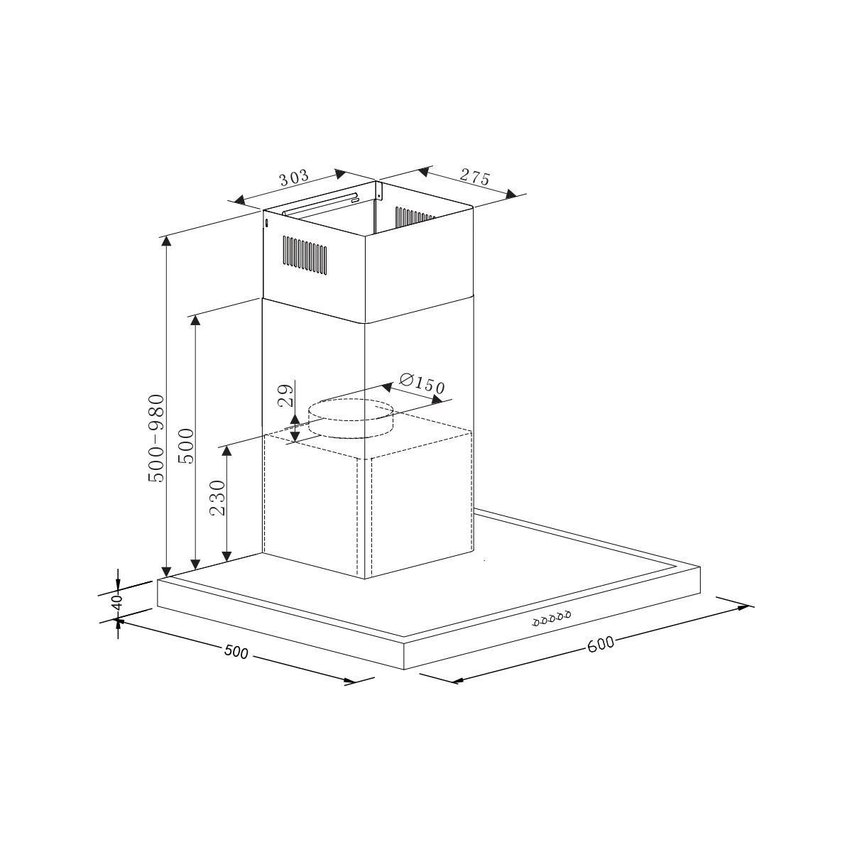 BRANDT Hotte décorative murale BHB3612X