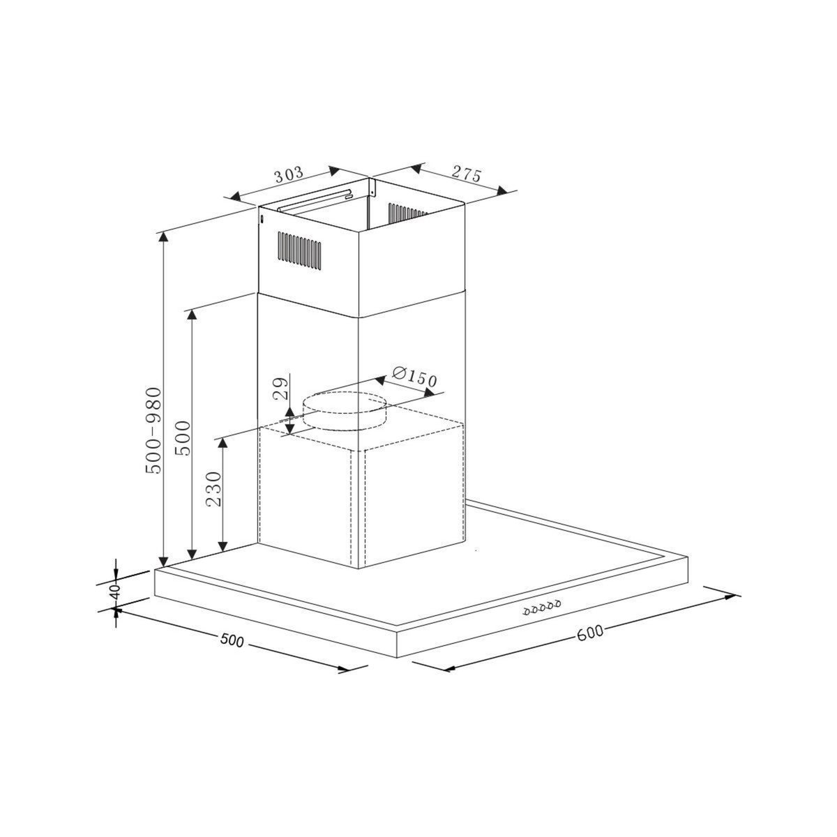 BRANDT Hotte décorative murale BHB3612X
