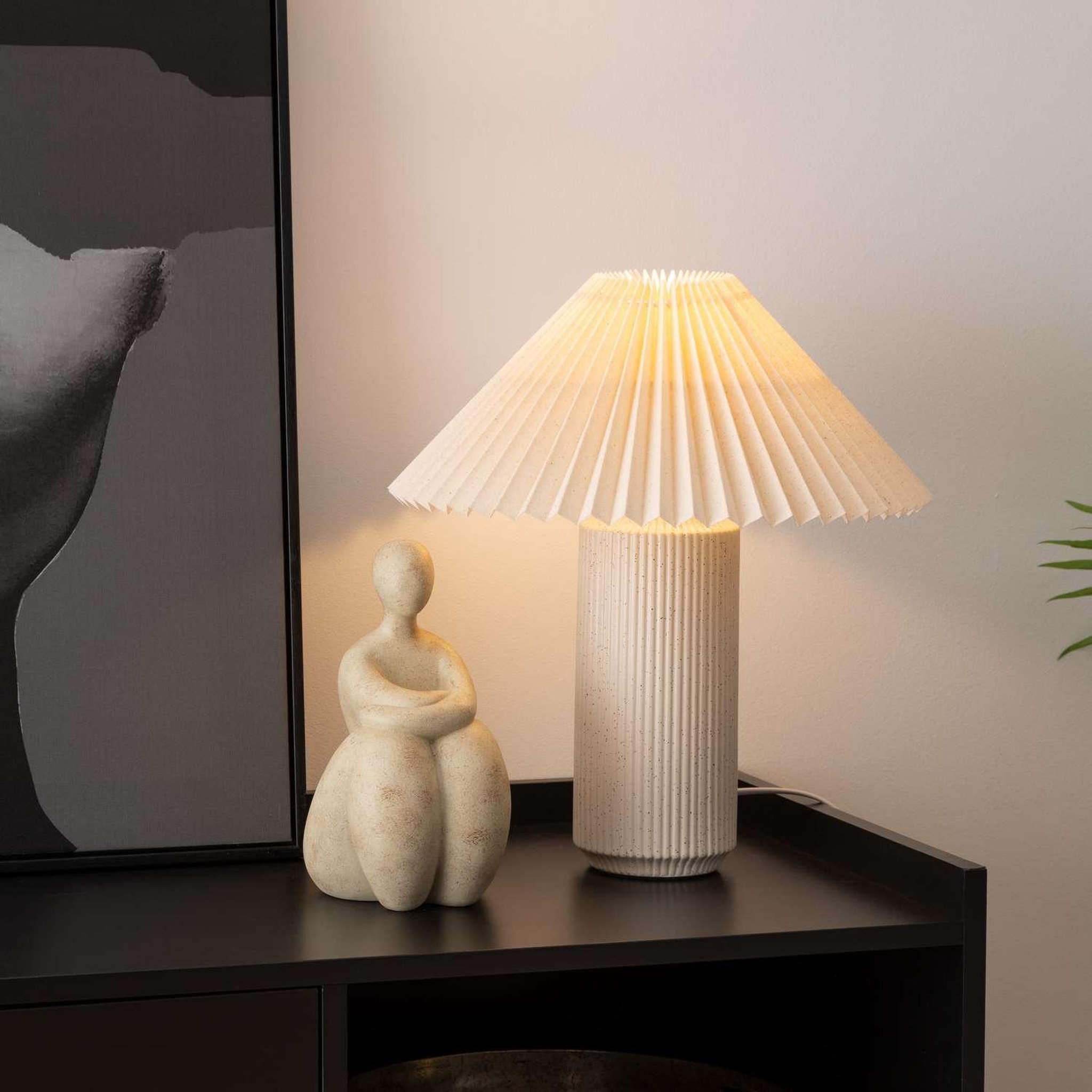 Voir la diapositive 2 : ATMOSPHERA Lampe cylindre en céramique - h. 38 cm - beige