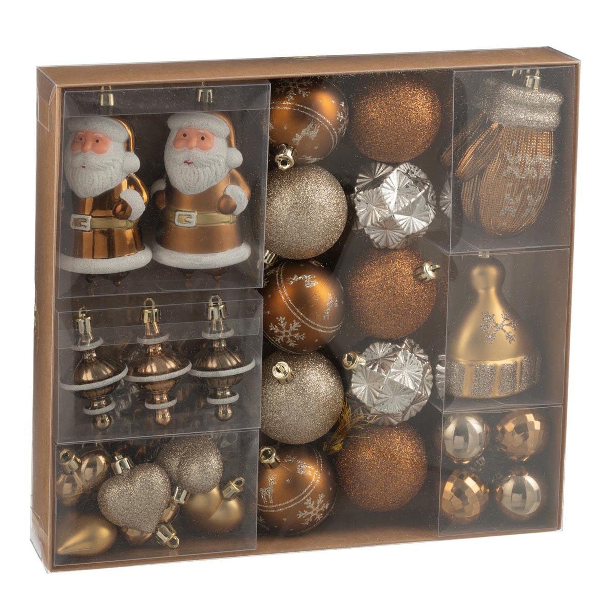 J-LINE Lot de 45 boules de noël  night  30cm marron