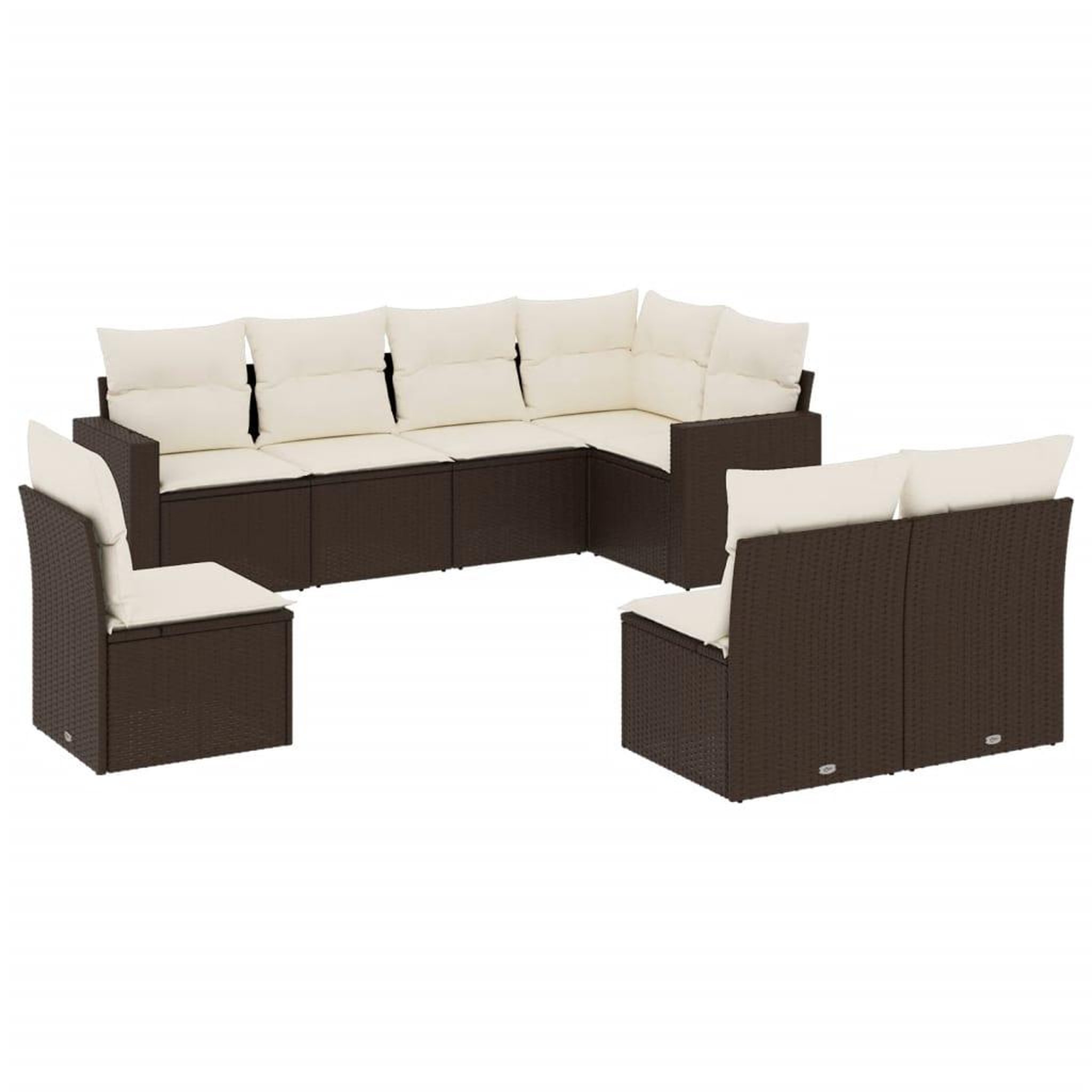 Voir la diapositive 2 : VIDAXL Salon de jardin 8 pcs avec coussins marron resine tressee