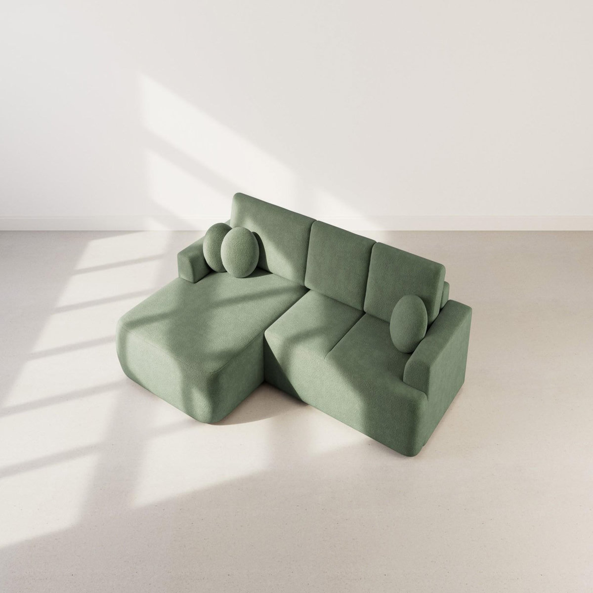 BEST MOBILIER Candela - canapé d'angle gauche 4 places - convertible avec coffre - en tissu bouclette