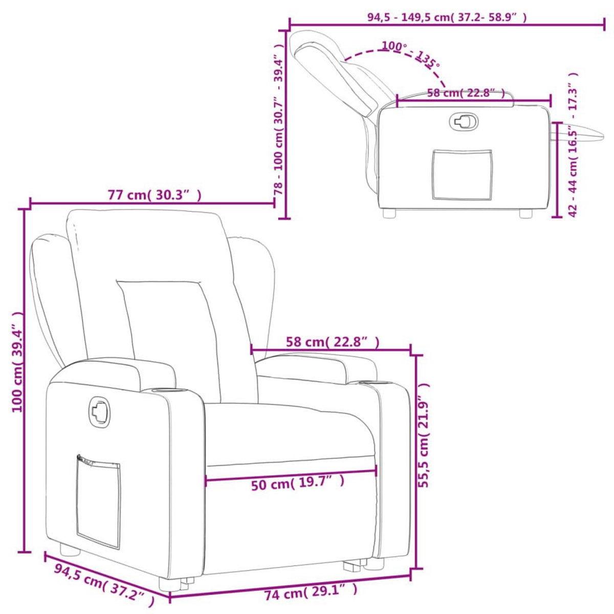 VIDAXL Fauteuil inclinable Cappuccino Similicuir