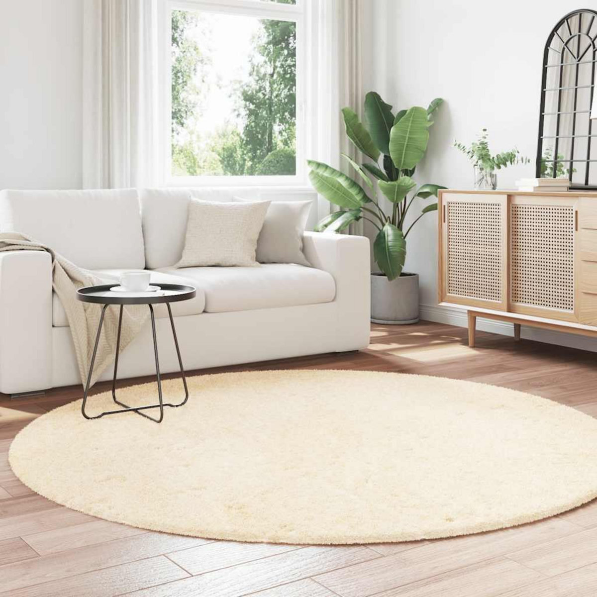VIDAXL Tapis Shaggy a poils longs NAVARRA creme 200x200 cm polyester