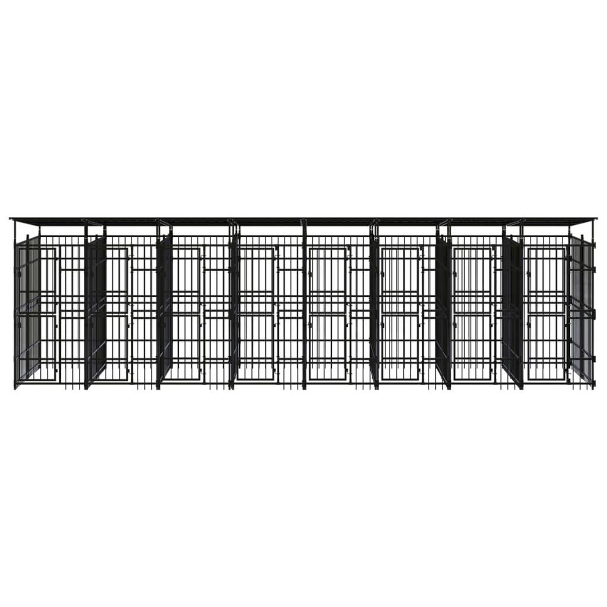 Voir la diapositive 2 : VIDAXL Chenil d'exterieur avec toit pour chiens Acier 14,75 m²
