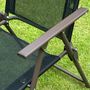 Voir la diapositive 5 : OUTSUNNY Ensemble salon de jardin 6 pcs - table ronde + 4 chaises pliables + parasol - acier époxy café textilène polyester noir